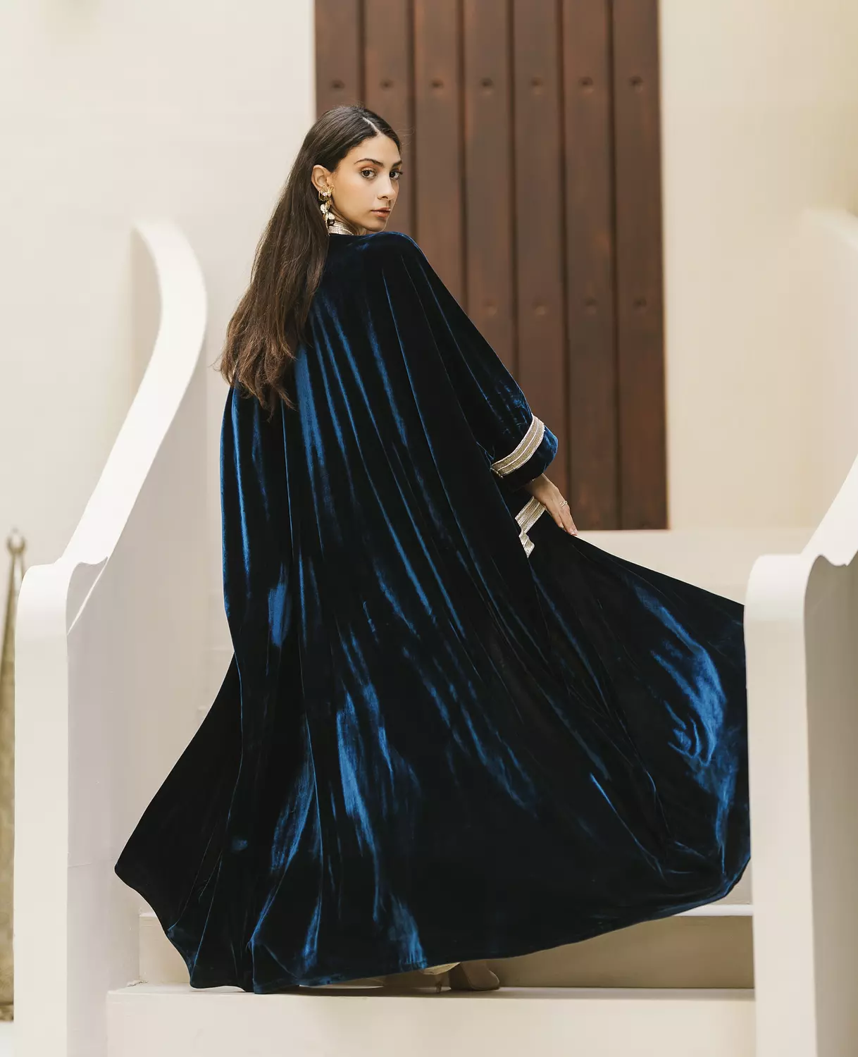 Teal velvet kaftan 3