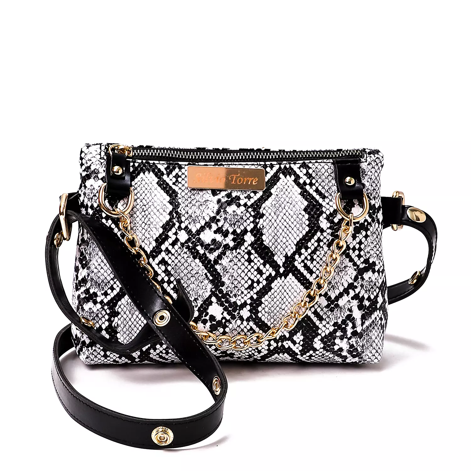 ST Leather Waist And Cross Bag-White Snake 1