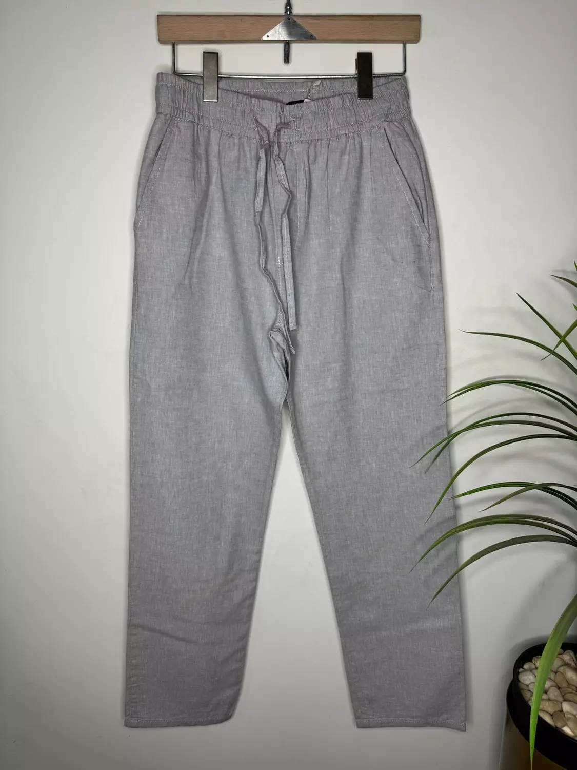 Gray linen pants hover image