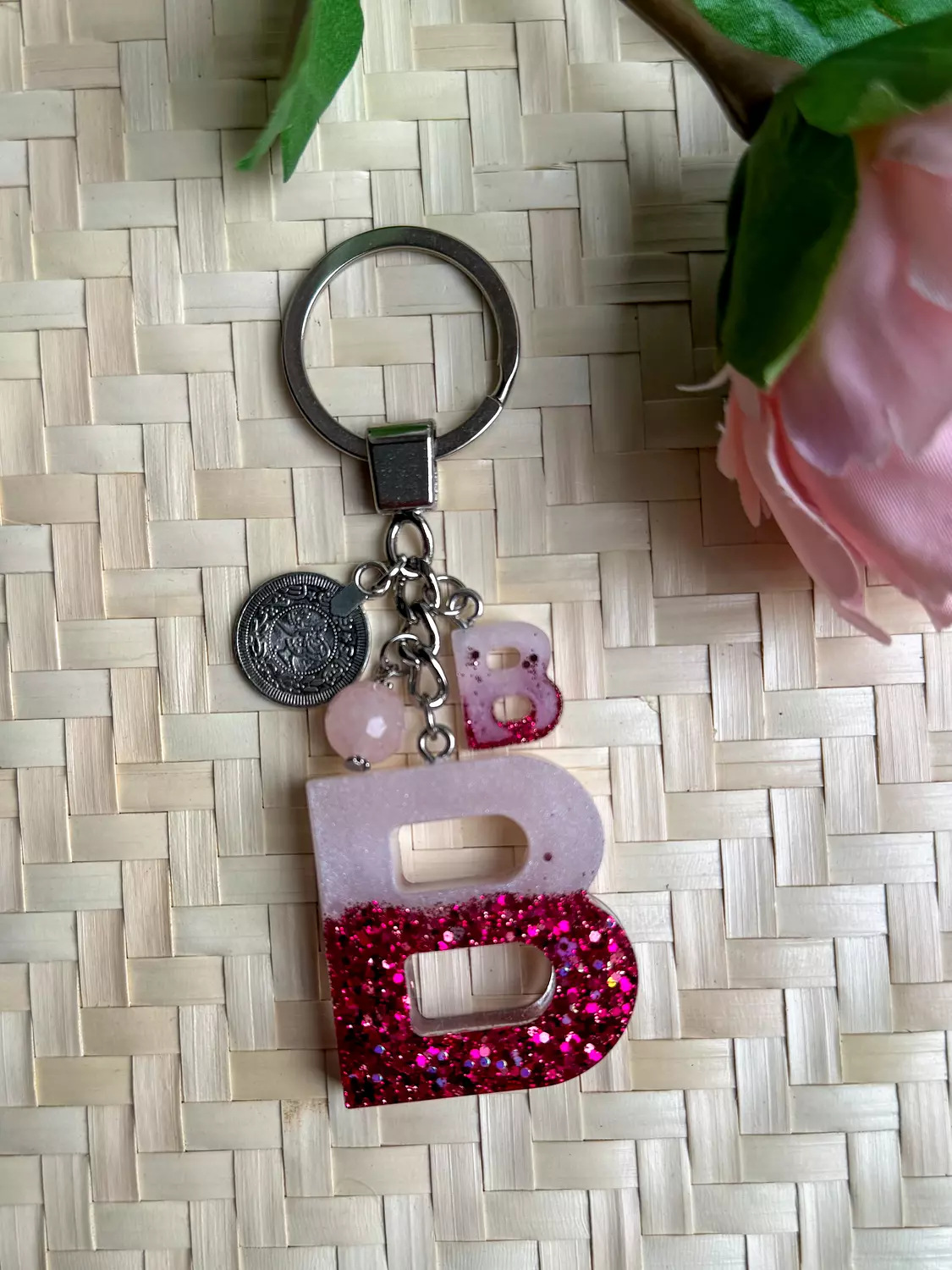 Resin Letters Keychain ( Glitter Pink ) "By Order"  2