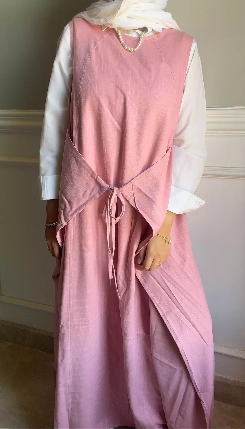 Wrap linen dress in Blush pink image