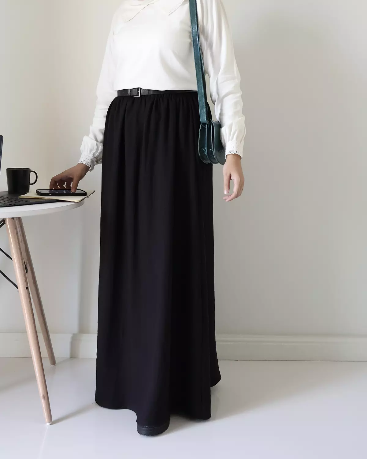  Black Linen A line skirt 3