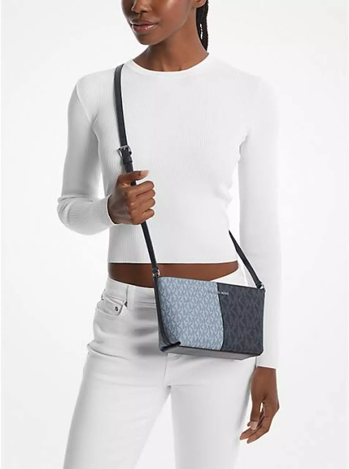 Michael Kors Jet Set Crossbody – Tri-Tone Logo Design image