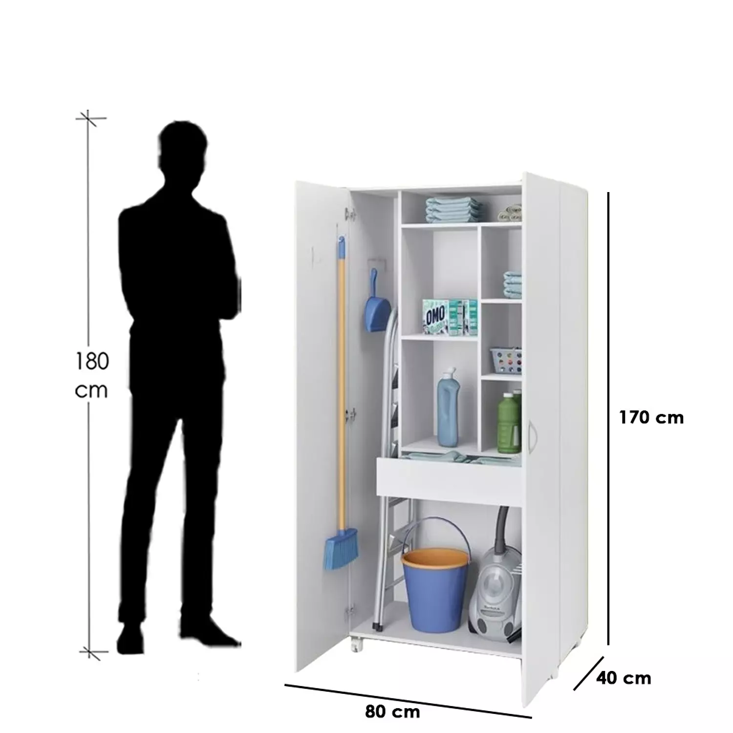 Spanish MDF Bathroom Storage Unit - 170 × 40 × 80 cm hover image
