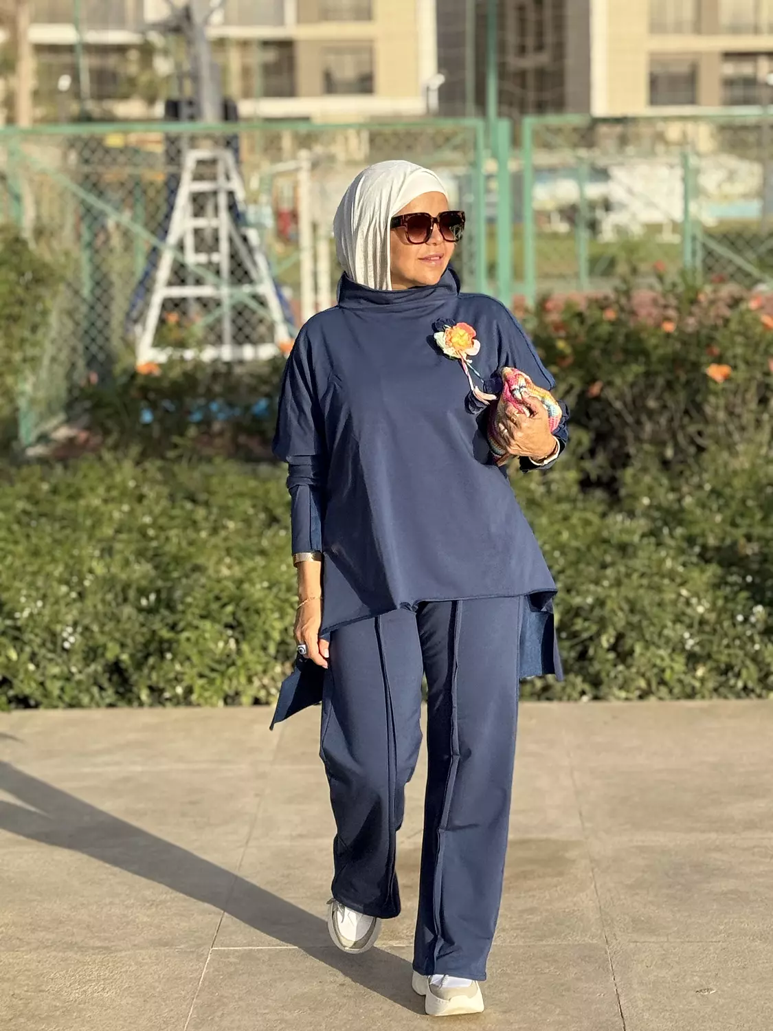 Navy blue melton cotton top image