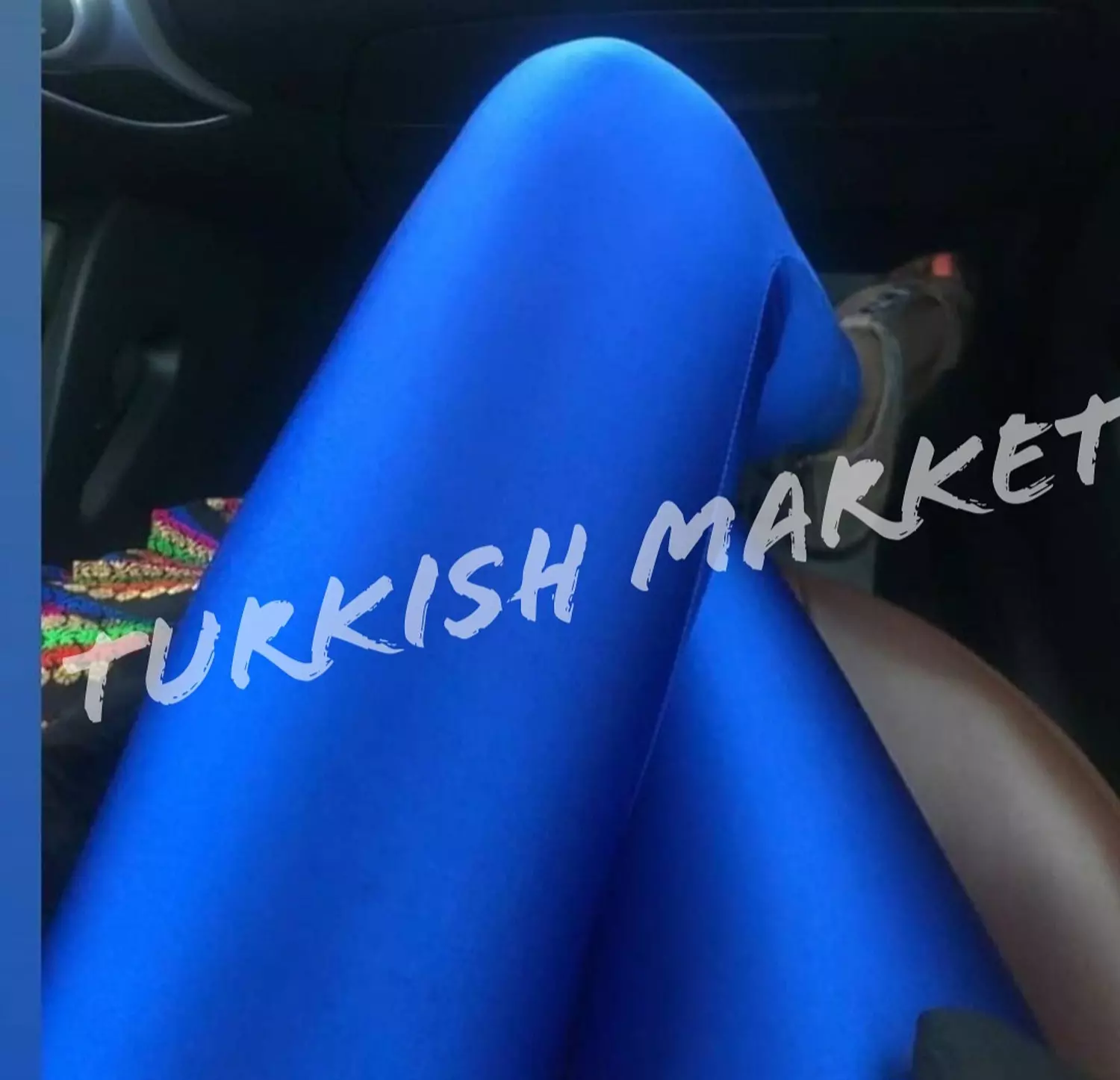 Royal blue metallic leggings image