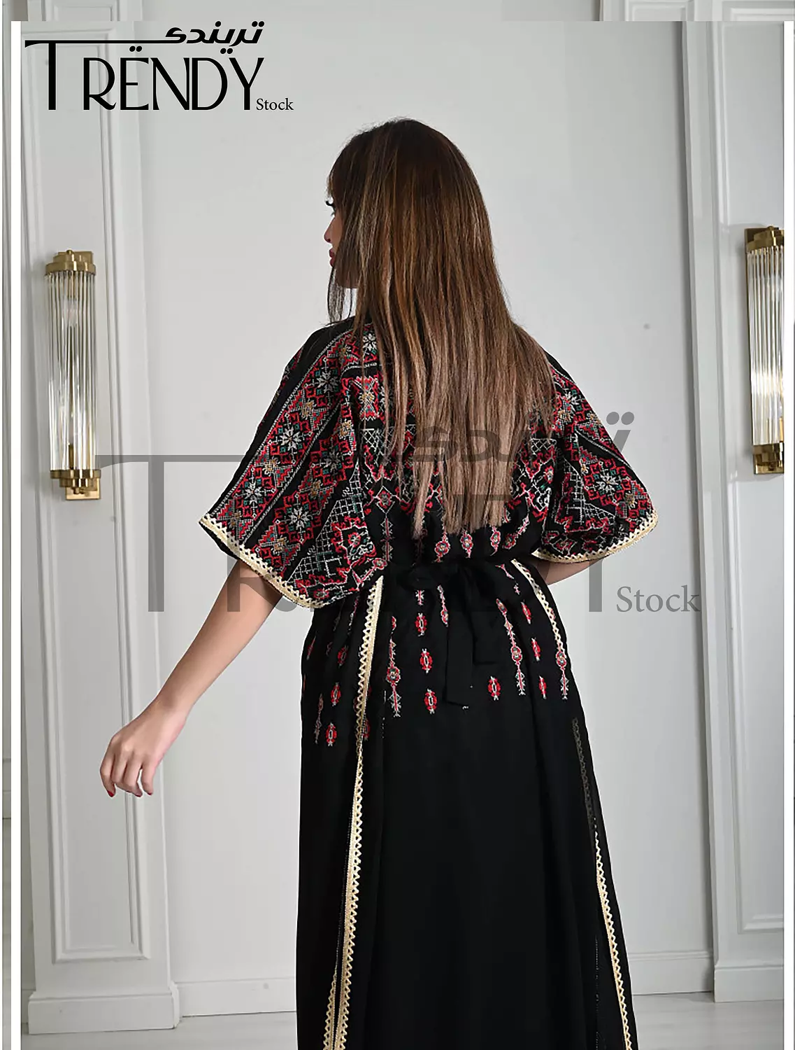 Embroidered chiffon kaftan 2