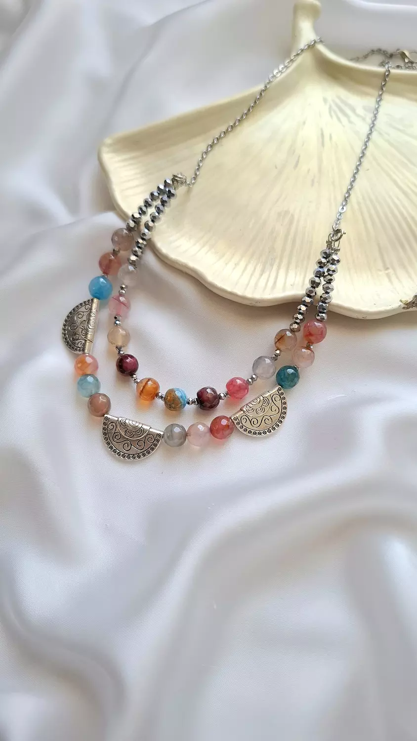 Colourful agate necklace  image