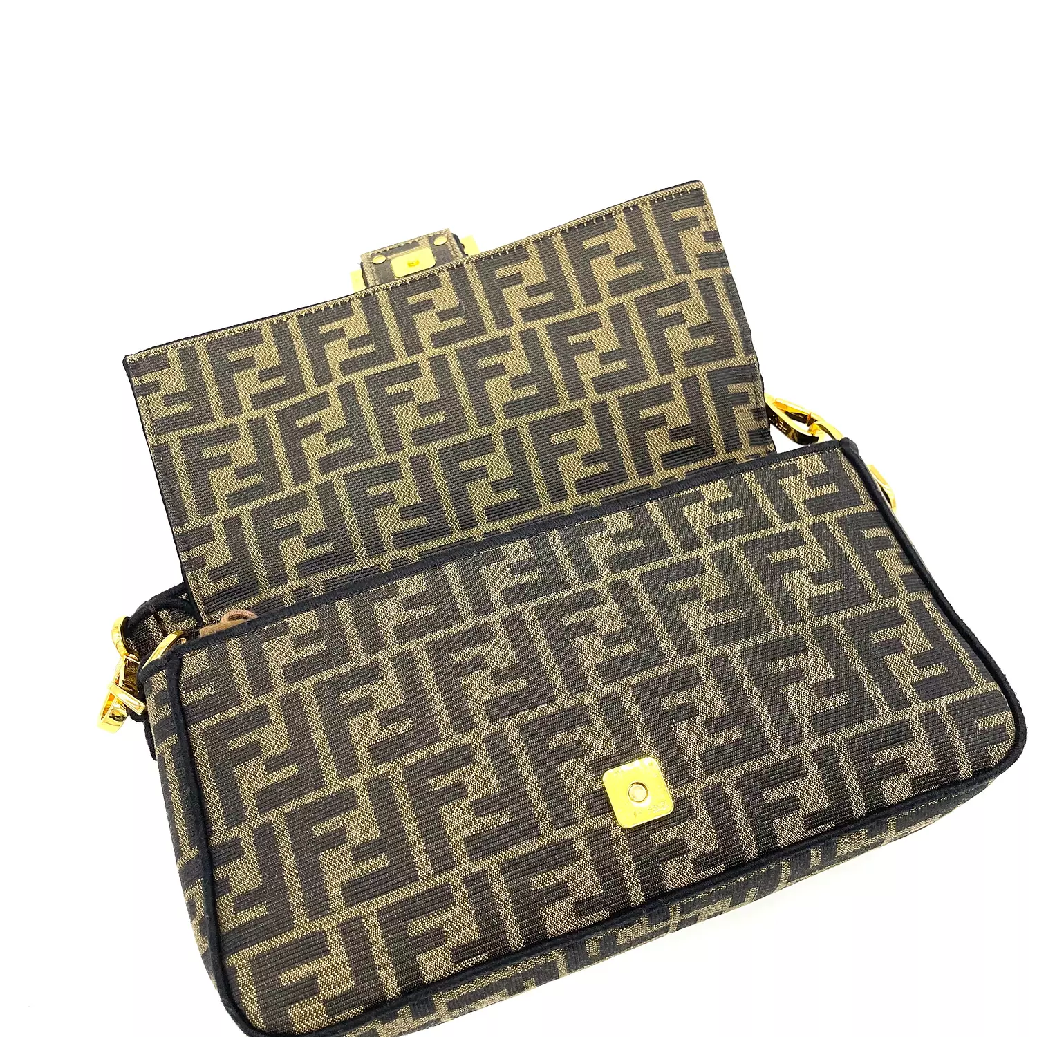 FENDI Baguette Brown FF Jacquard Fabric Bag 3