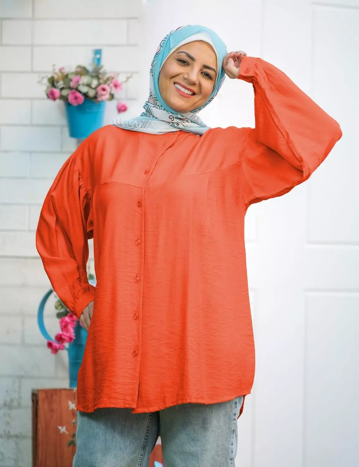 Linen Blouse-Orange (LB03) image