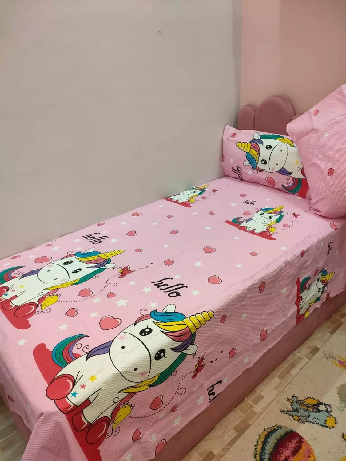 red unicorn children's bedding set image
