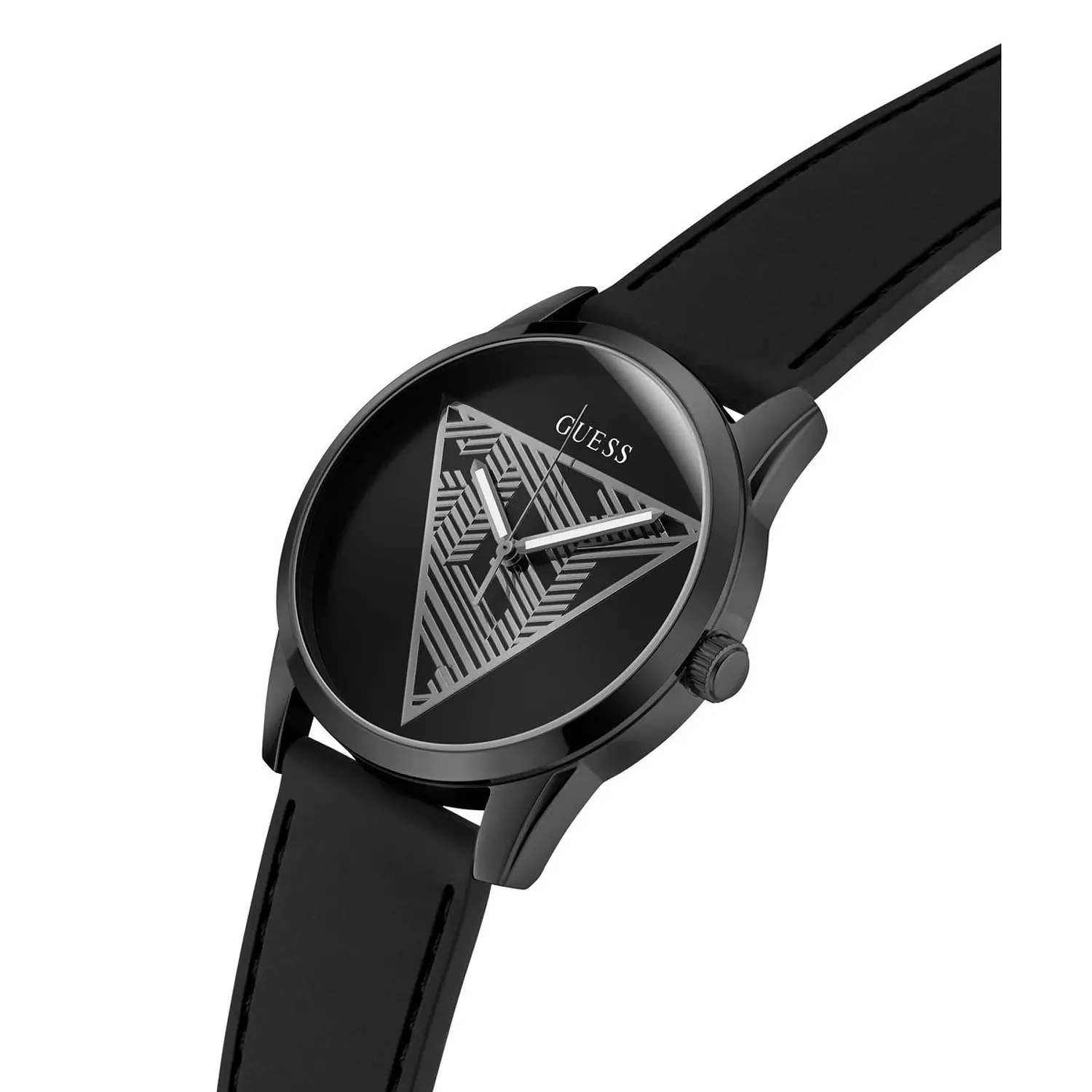 GUESS CLARK Mens Black Analog Watch Black Silicone Smooth Strap 3