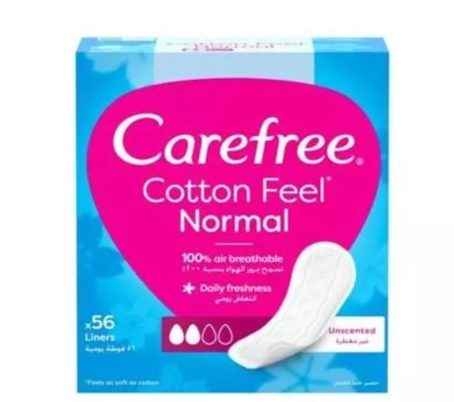 CAREFREE COTTON FEEL NORMAL UNSCENTED DAILY PADS 56 LINERS image