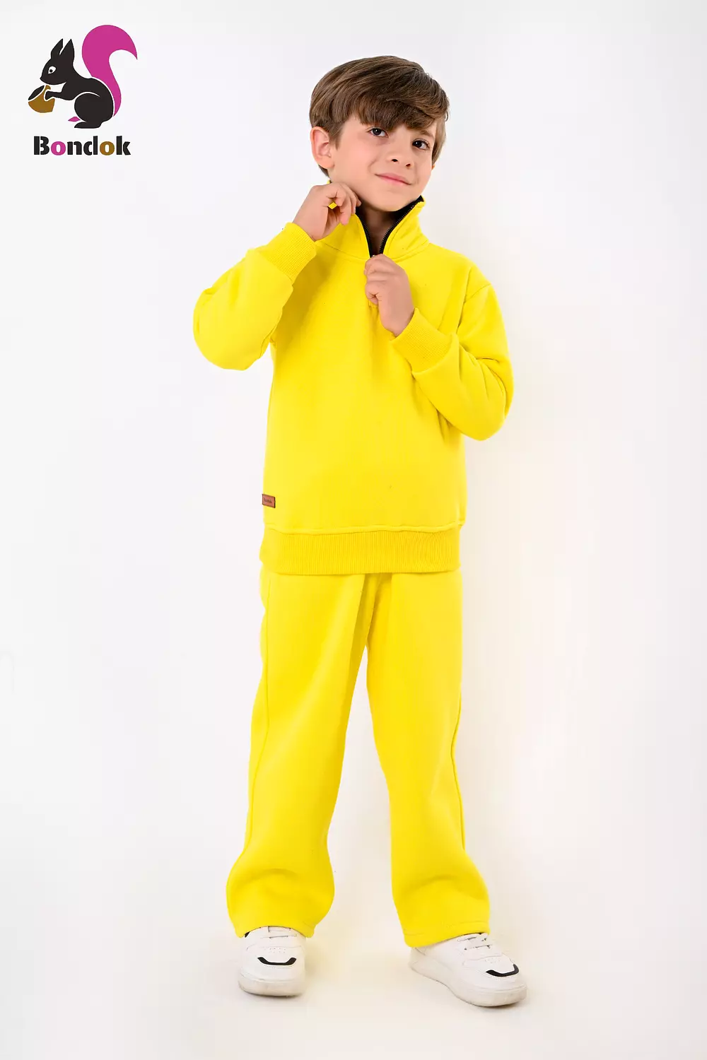 BONDOK Kids Tracksuit Set – Boys ¼-Zip Stand-Collar Sweater & Jogger Pants, Comfy Fit – Ages 4–14 1