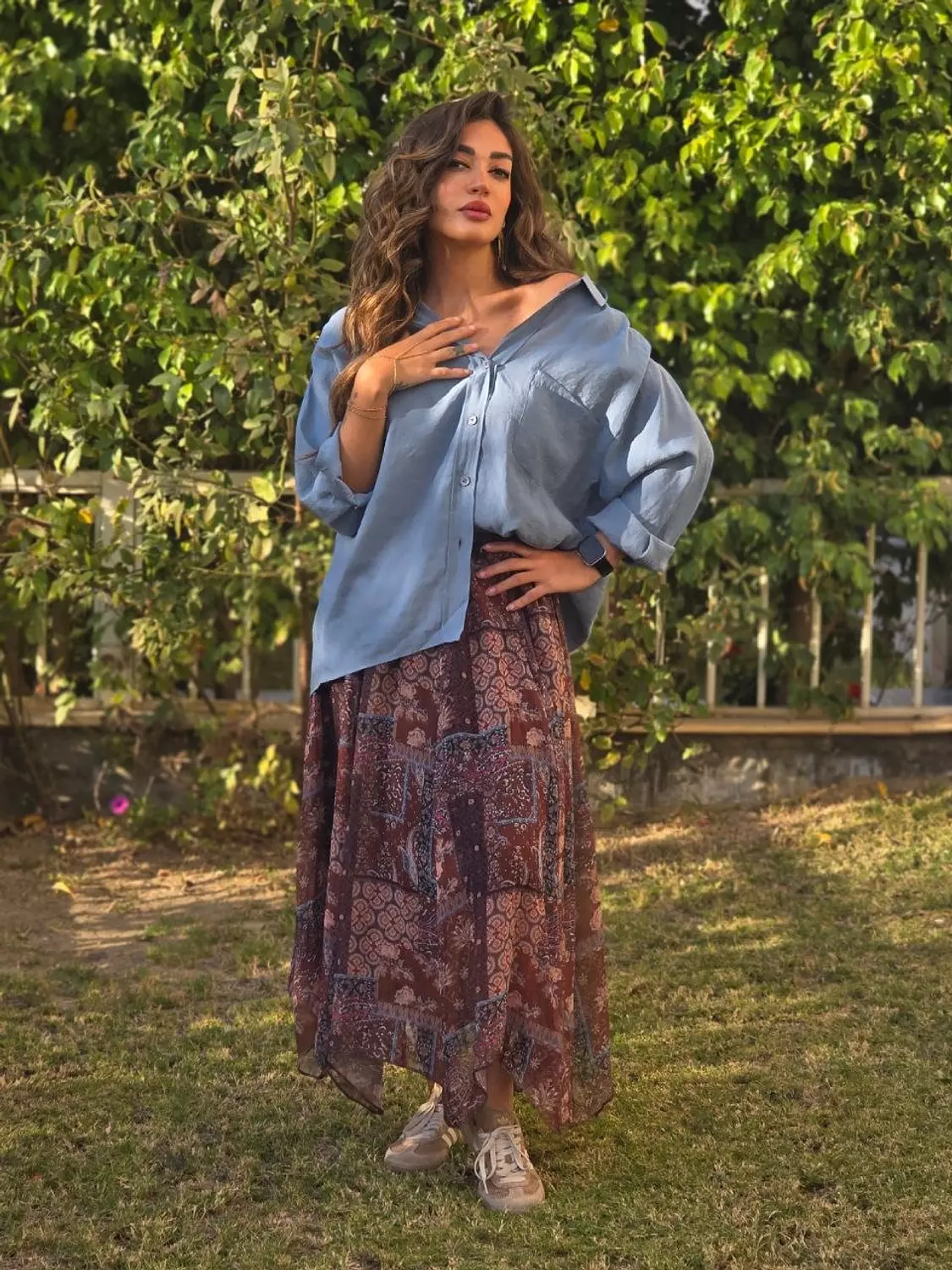 Brown boho zigzag skirt 3