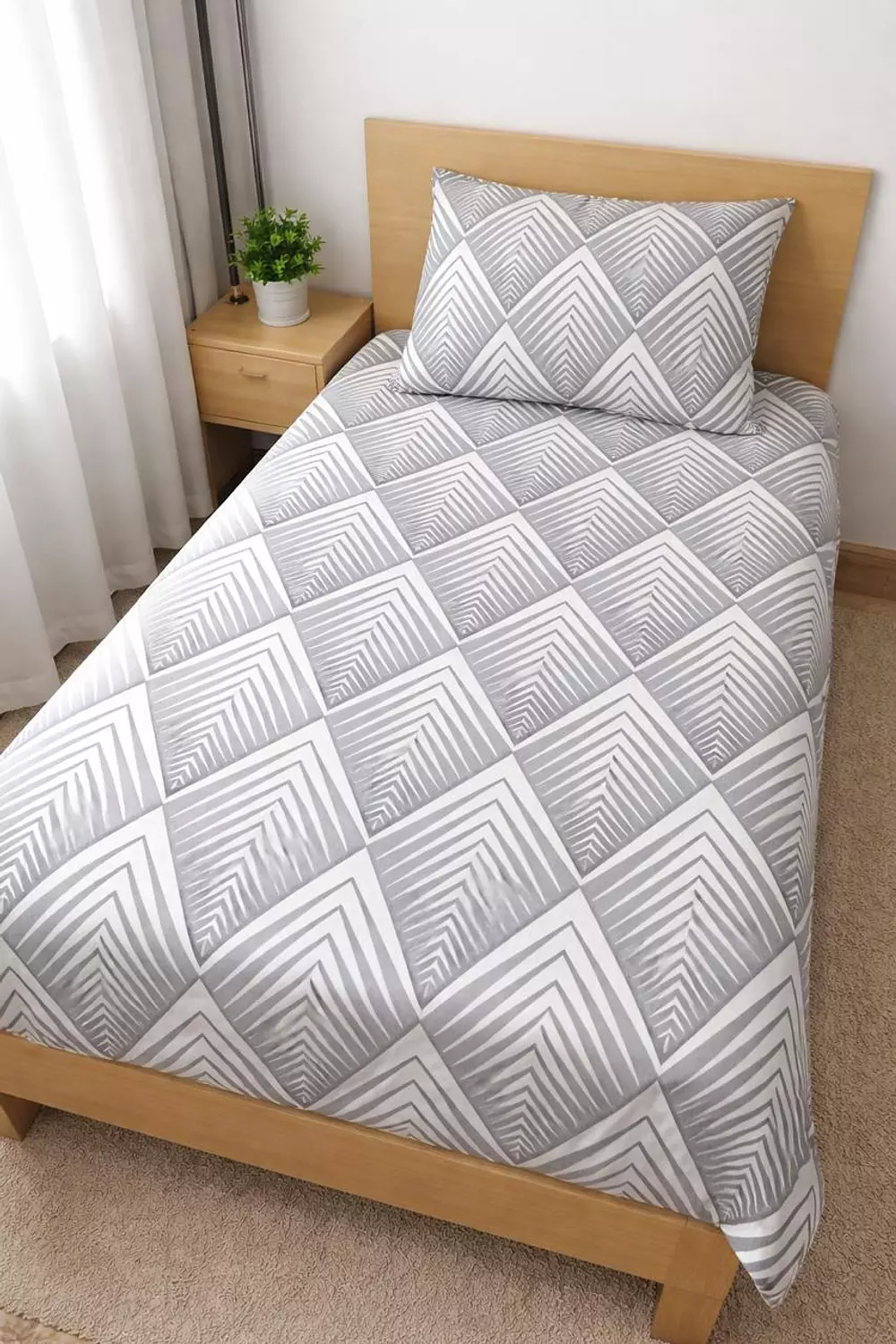 طقم ملاء اطفال قطن زجزاج رمادي image