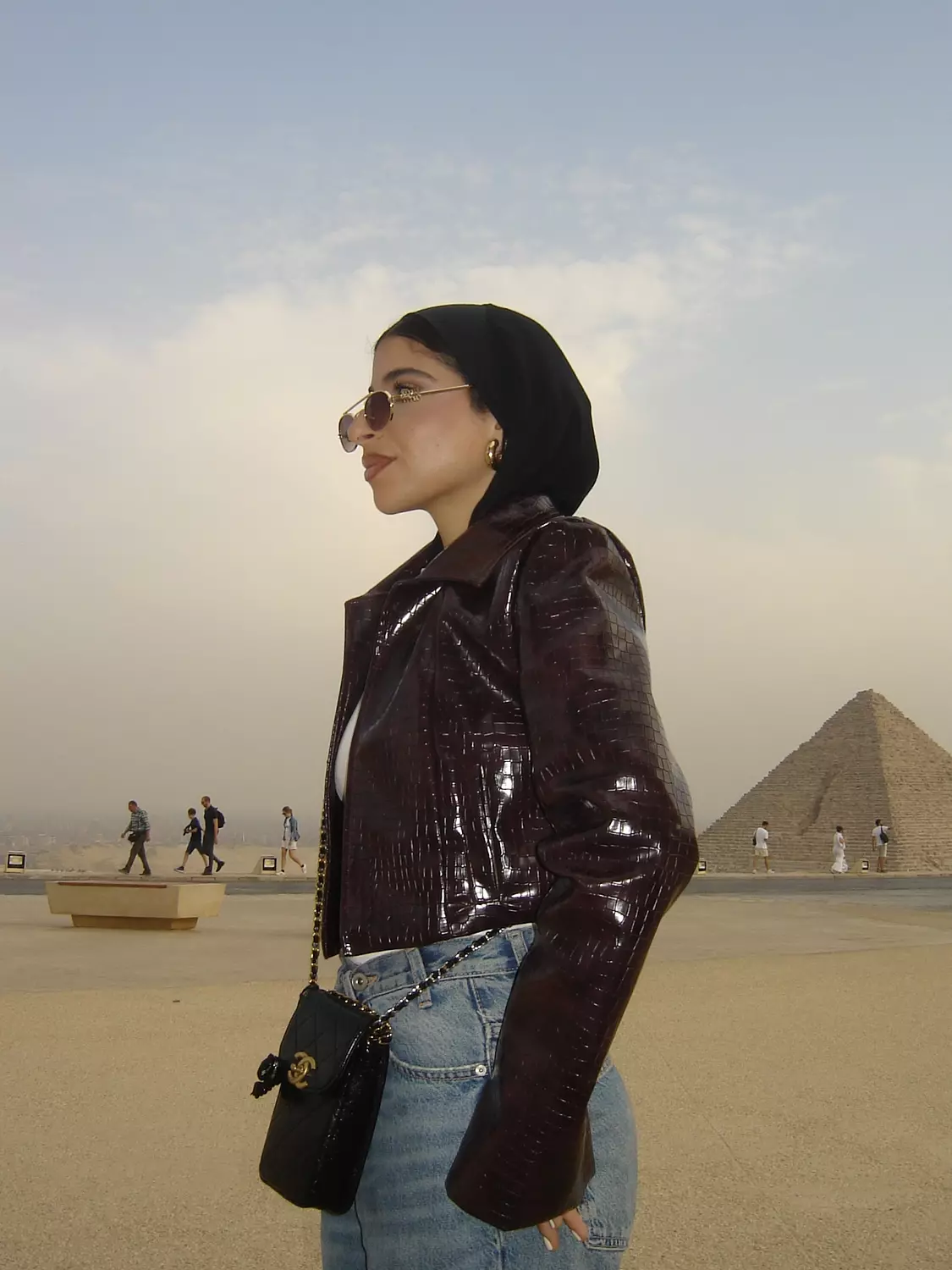 Burgundy Crocodile luxe leather jacket  image