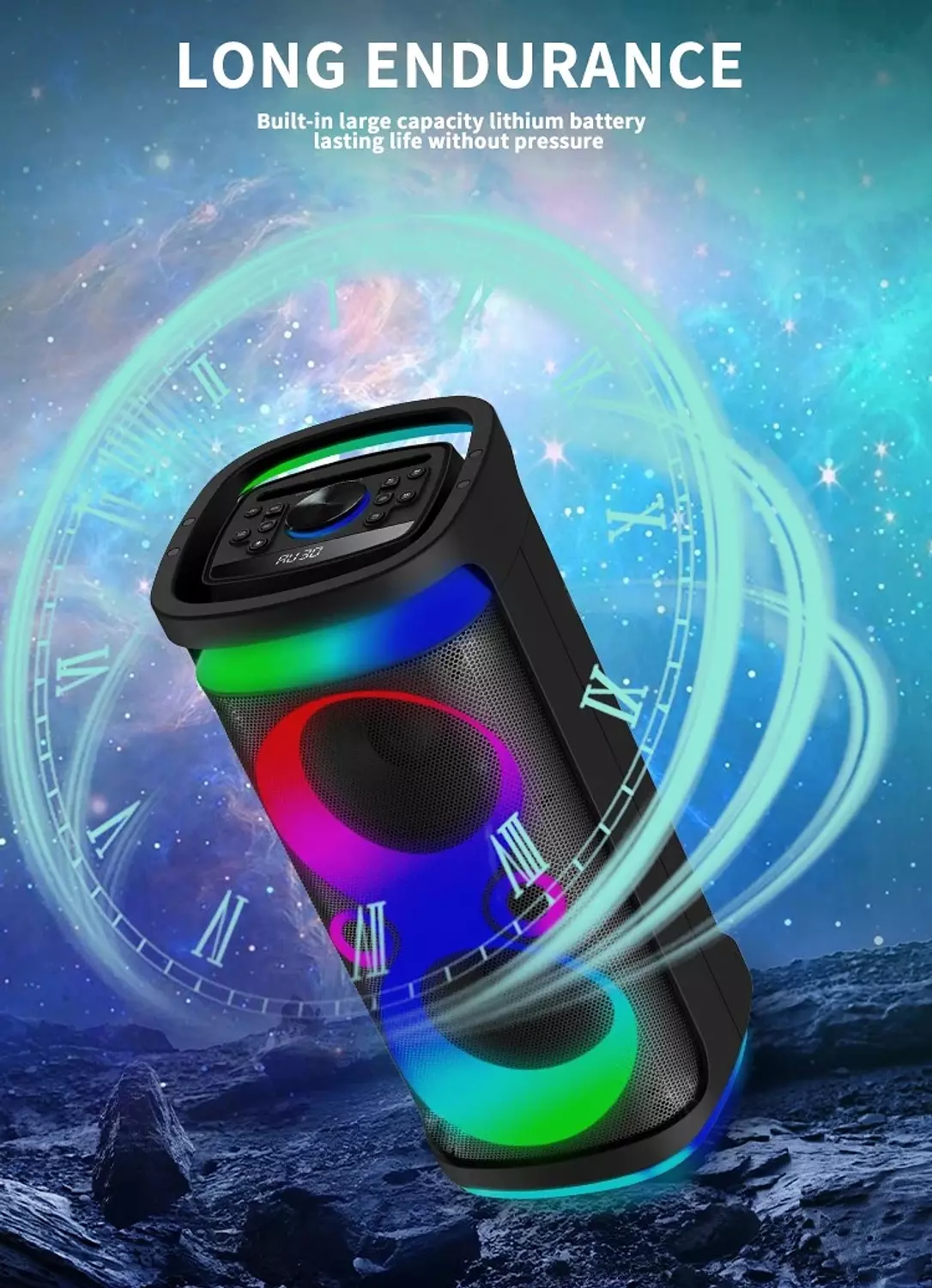 VOVO Double 8-Inch Party Speaker 40W- V-2870 with Mic & Remote 10