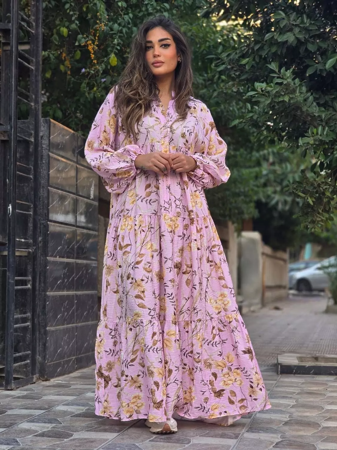 Pink floral dress  image