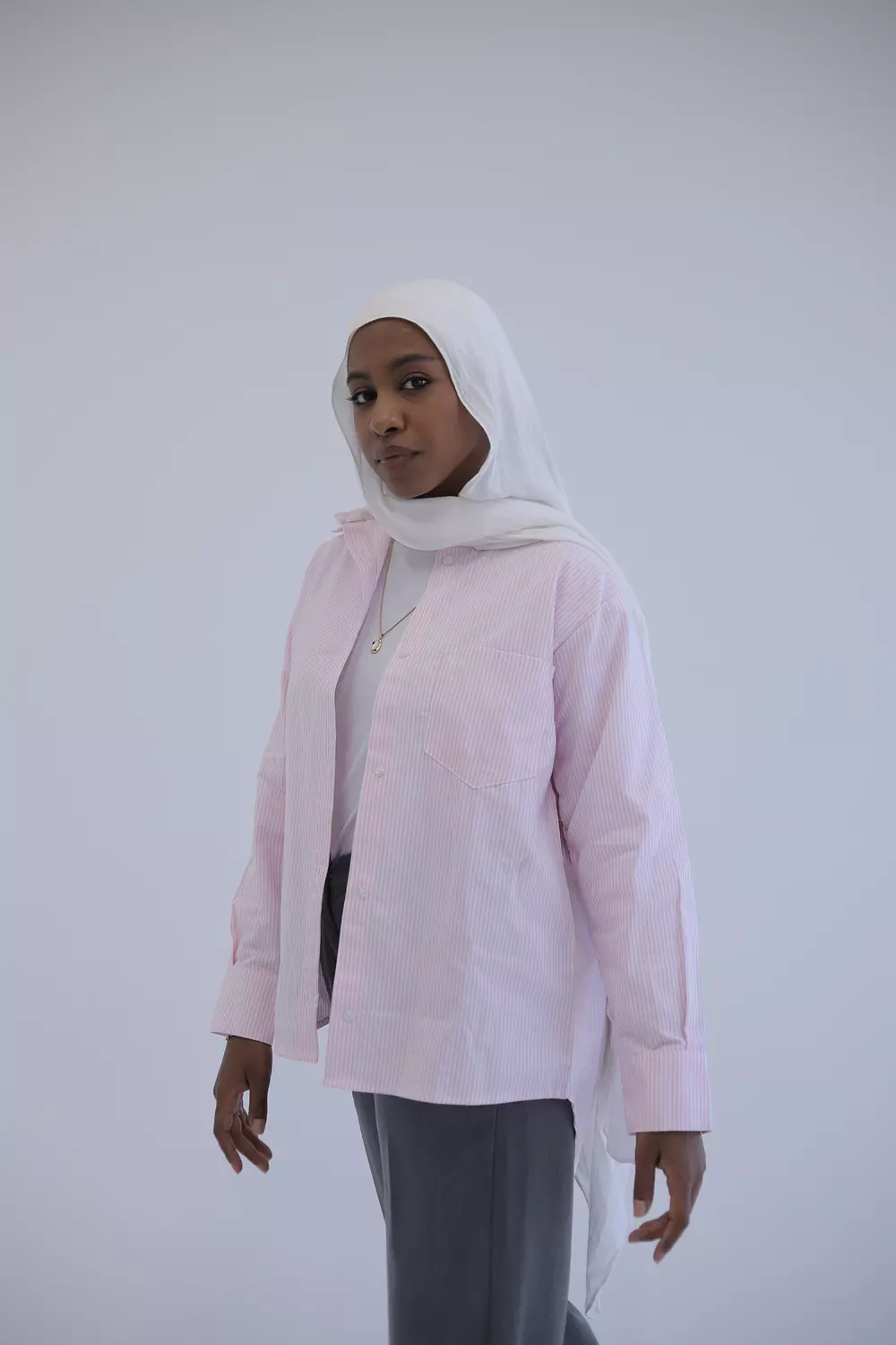 Pink striped shirt with pocket hover image