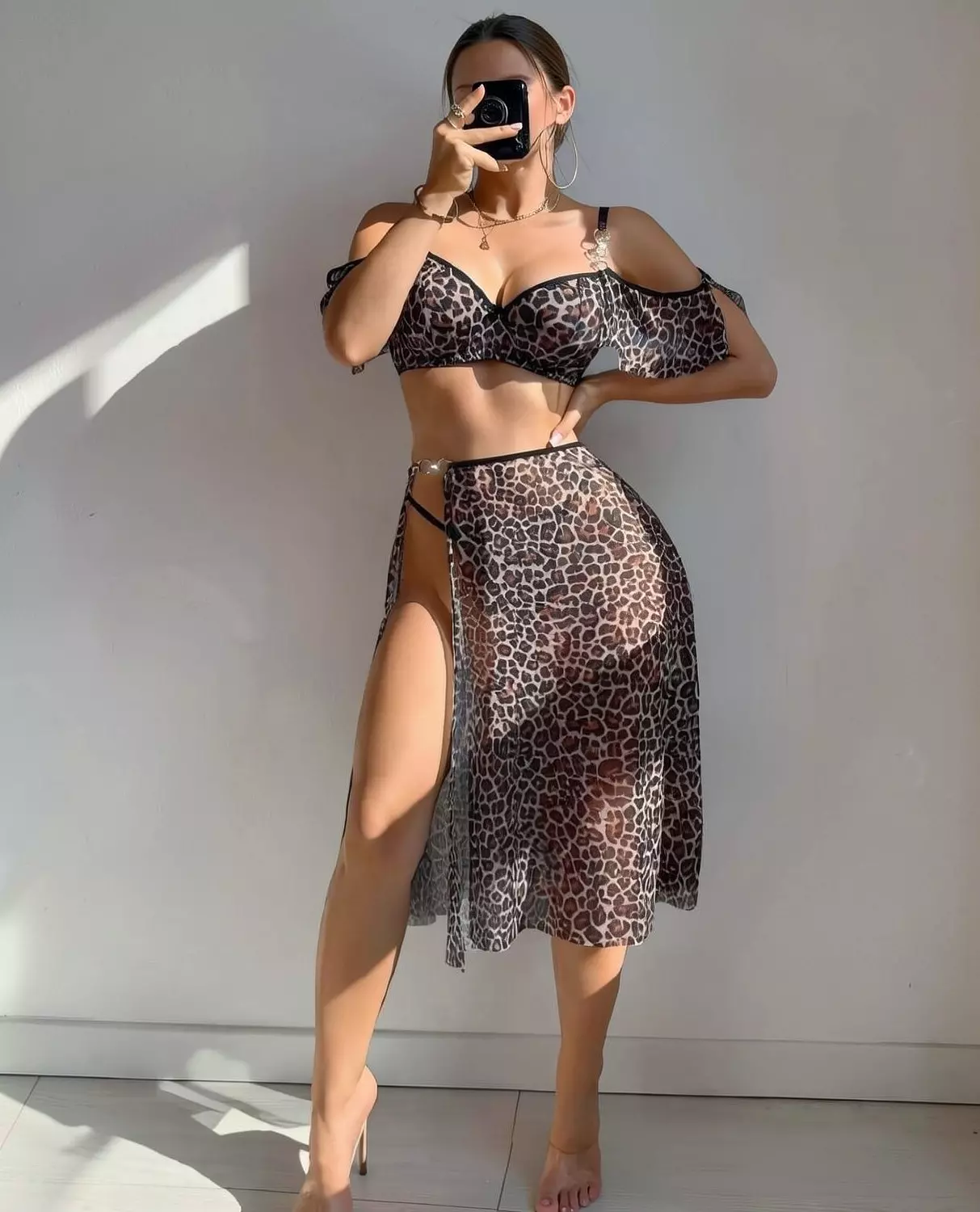 Leopard Print Lingerie Set with Ring Detail image
