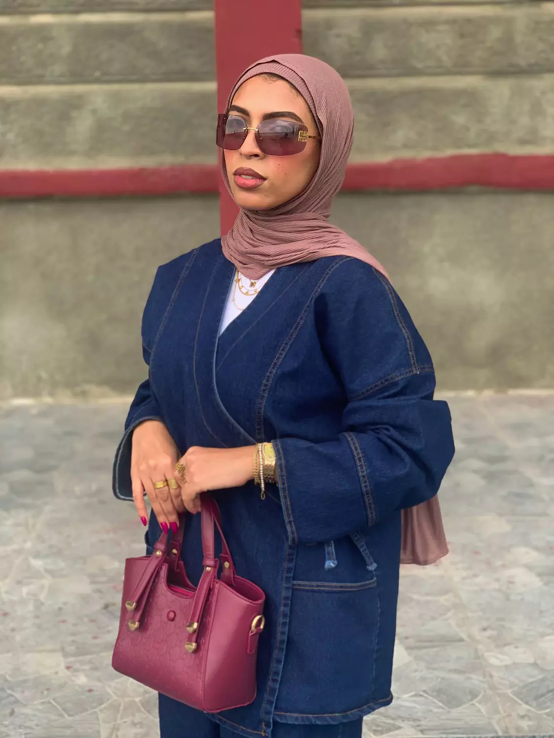 wrap denim suit 6
