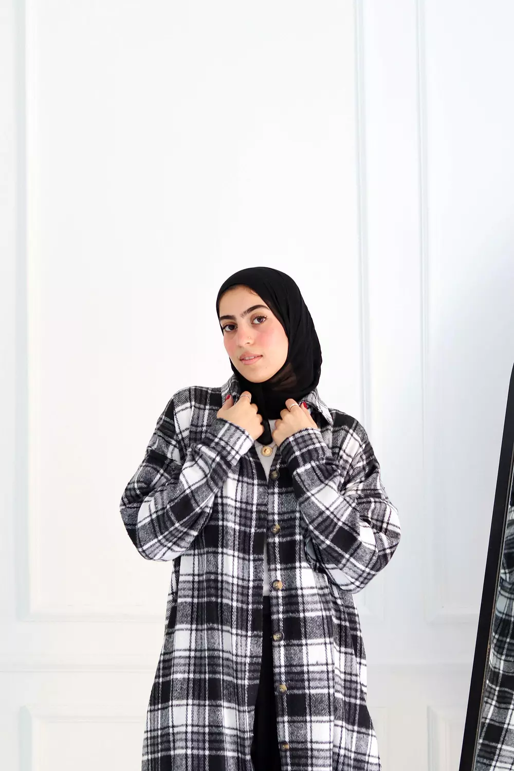 Black & White Checkered Oversize Shirt 5