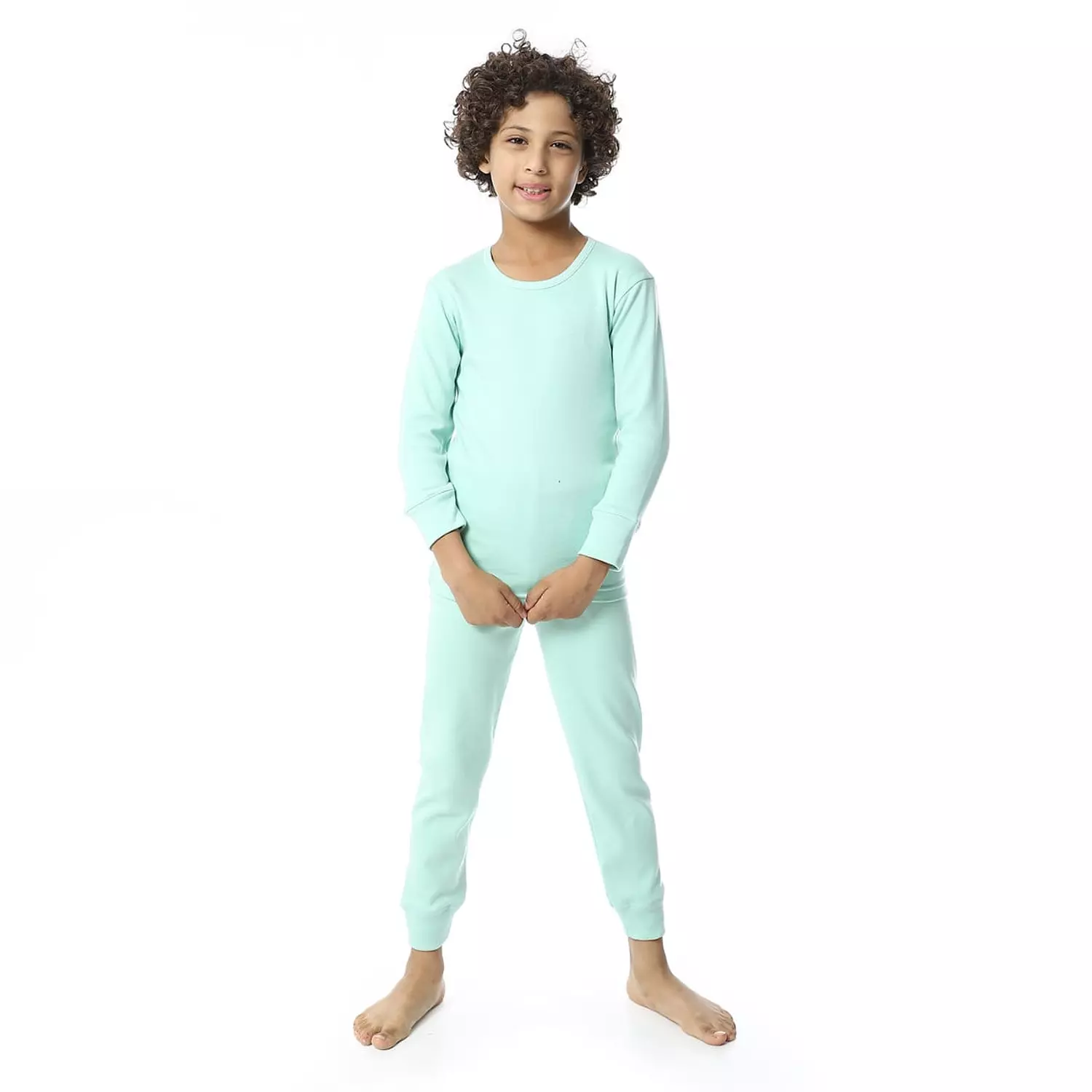  طقم تدفئة أطفالي بوبره داخليه - 9051- اخضر فاتح - 1 image