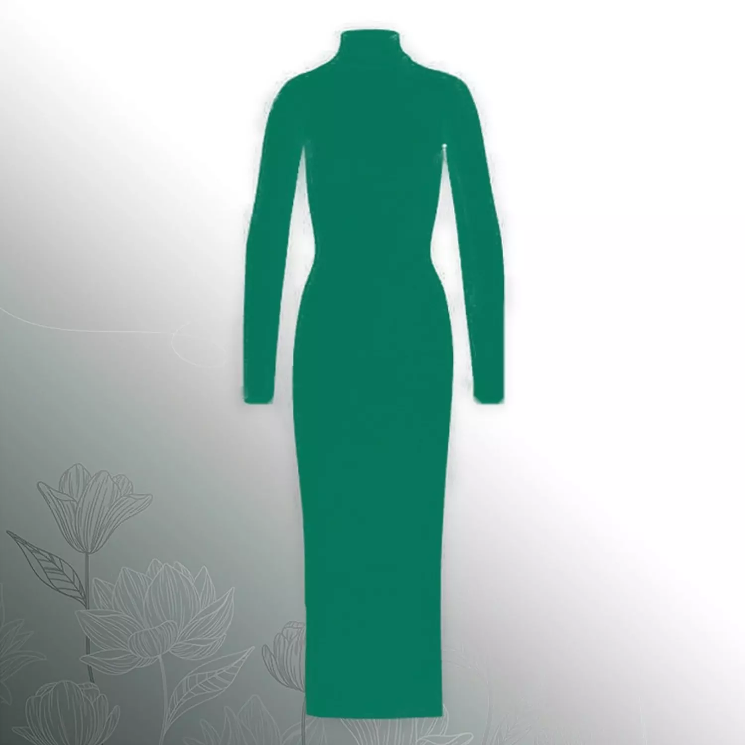 Knitted High-cool Plain Basic Dress - Royal Green hover image