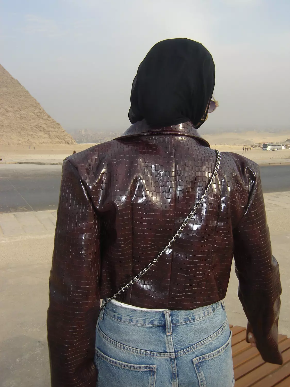 Burgundy Crocodile luxe leather jacket  hover image