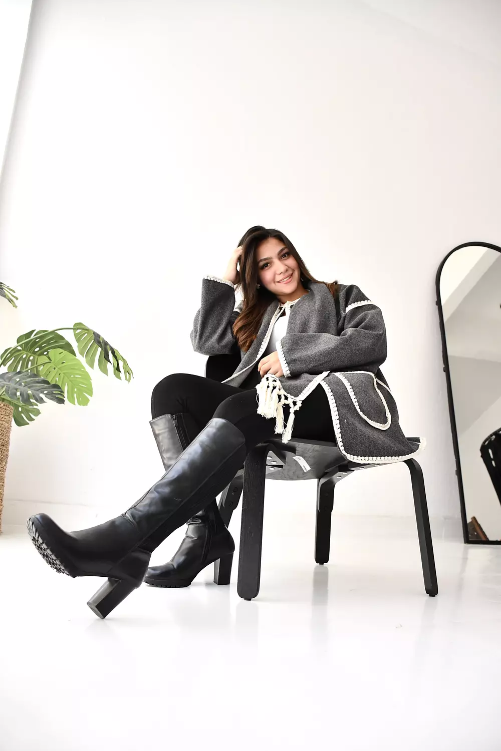 Gray scarf jacket  hover image