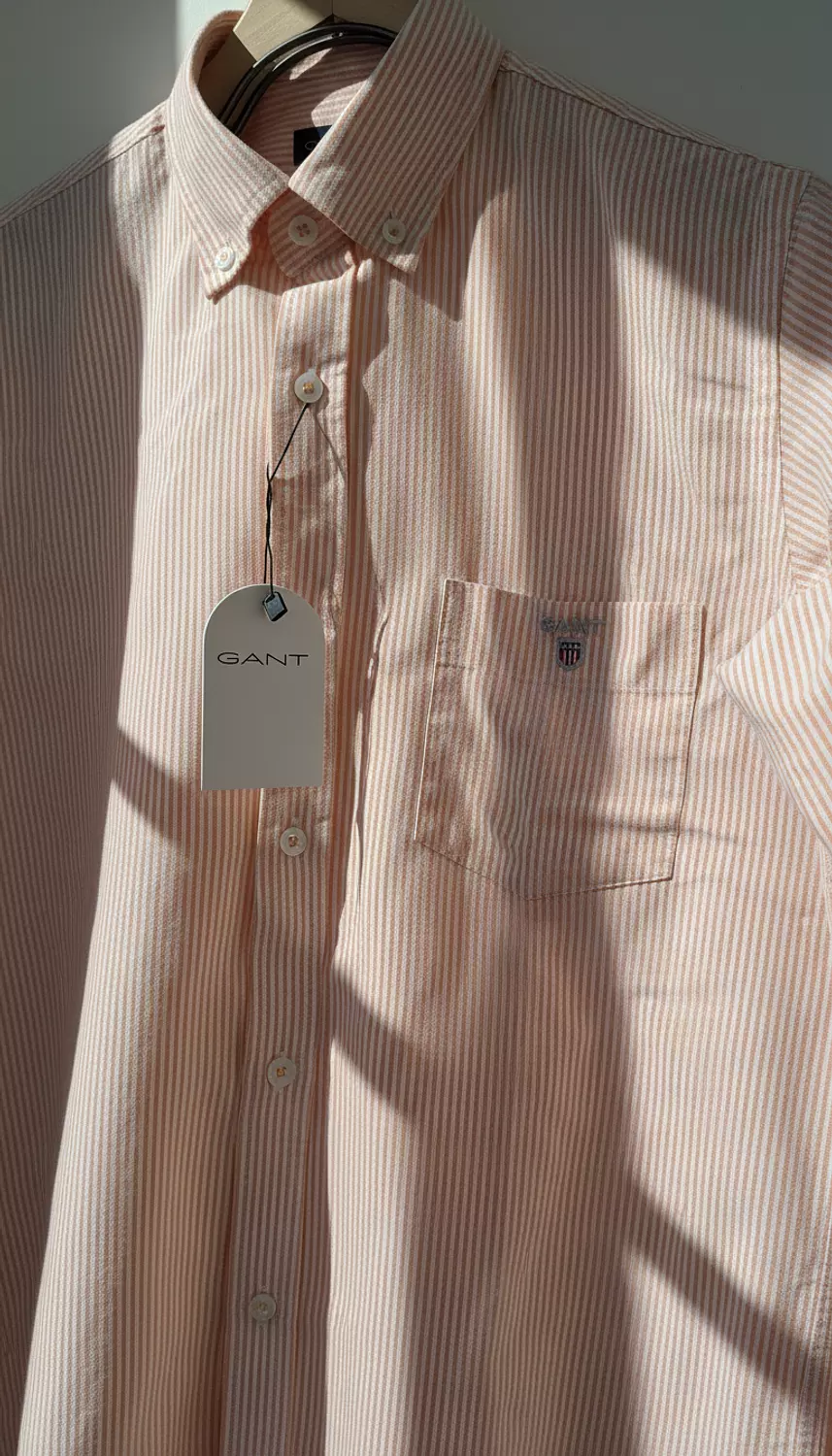 REG OXFORD BANKER STRIPE SHIRT-BRIGHT orange 4