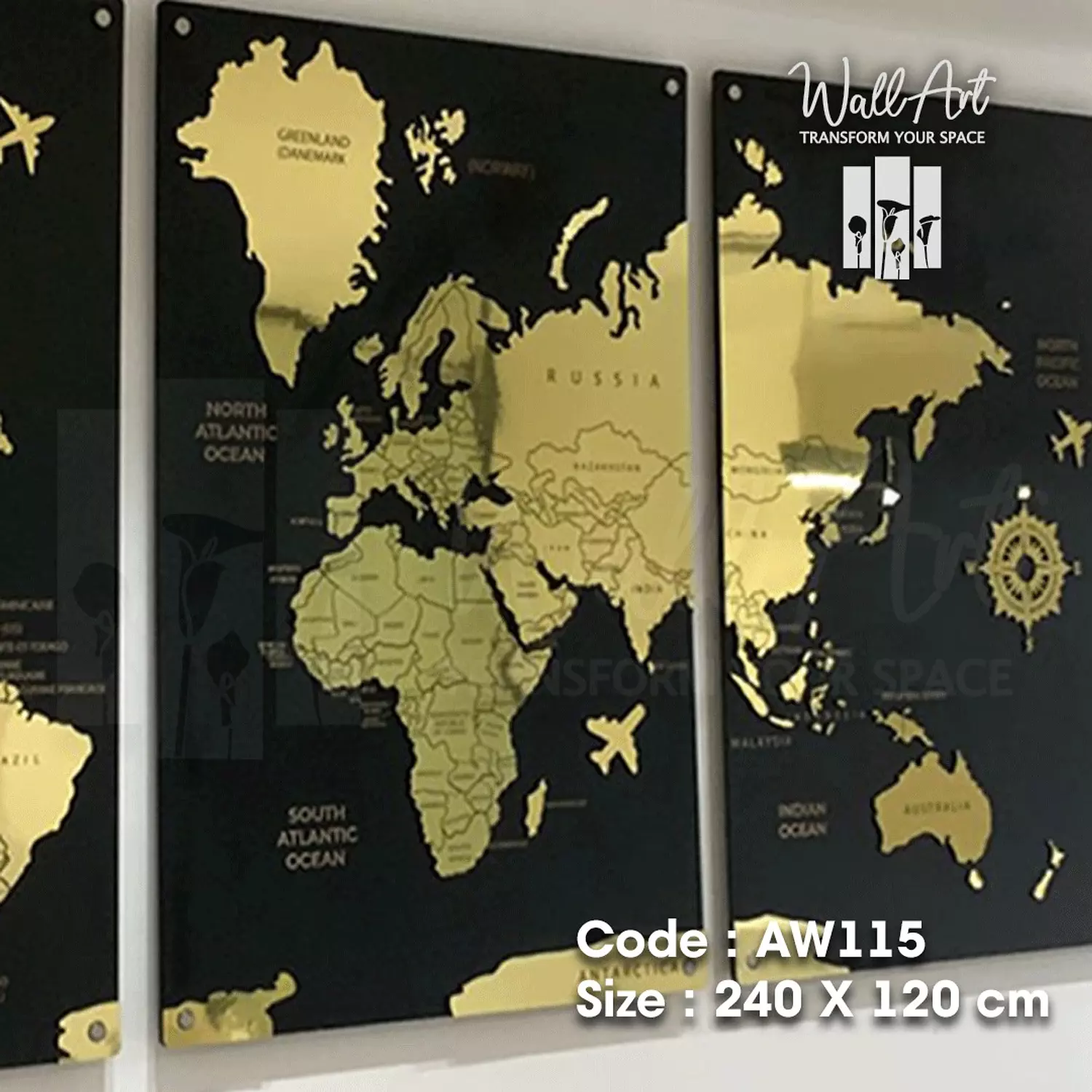 AW115-Engraved World Map   hover image