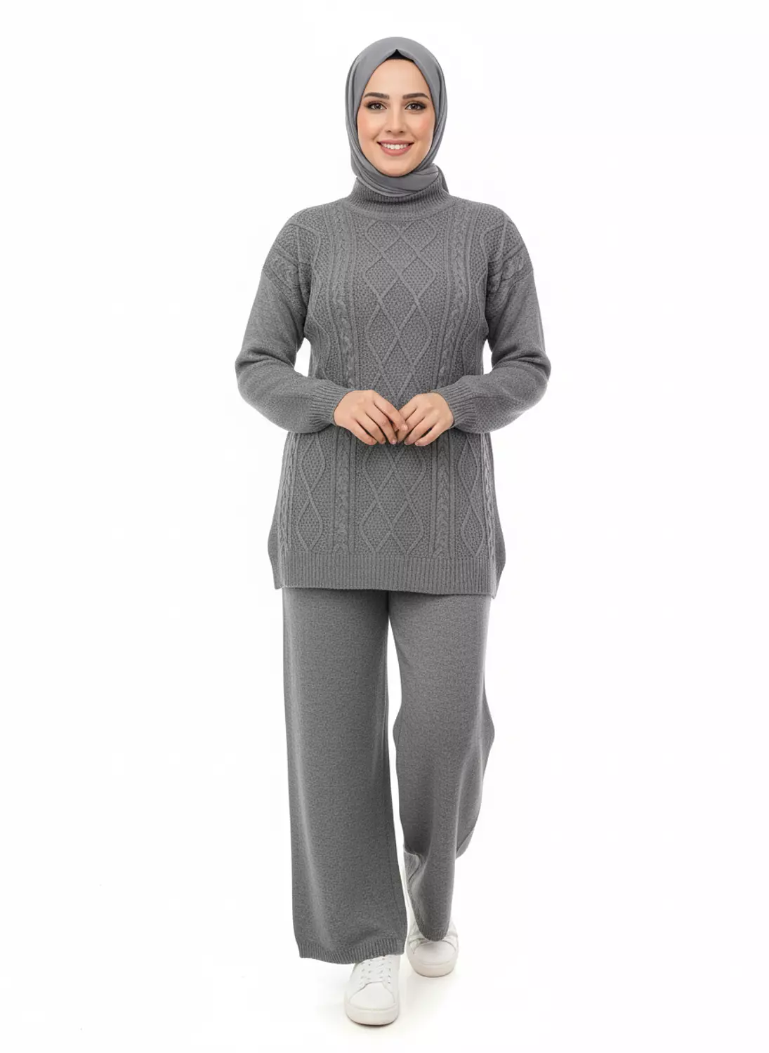 Winter Elegance: Distinctive Knit Hijab Set 7