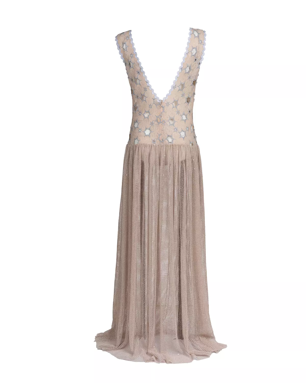 Chic Nude Embroidered Net Dress hover image