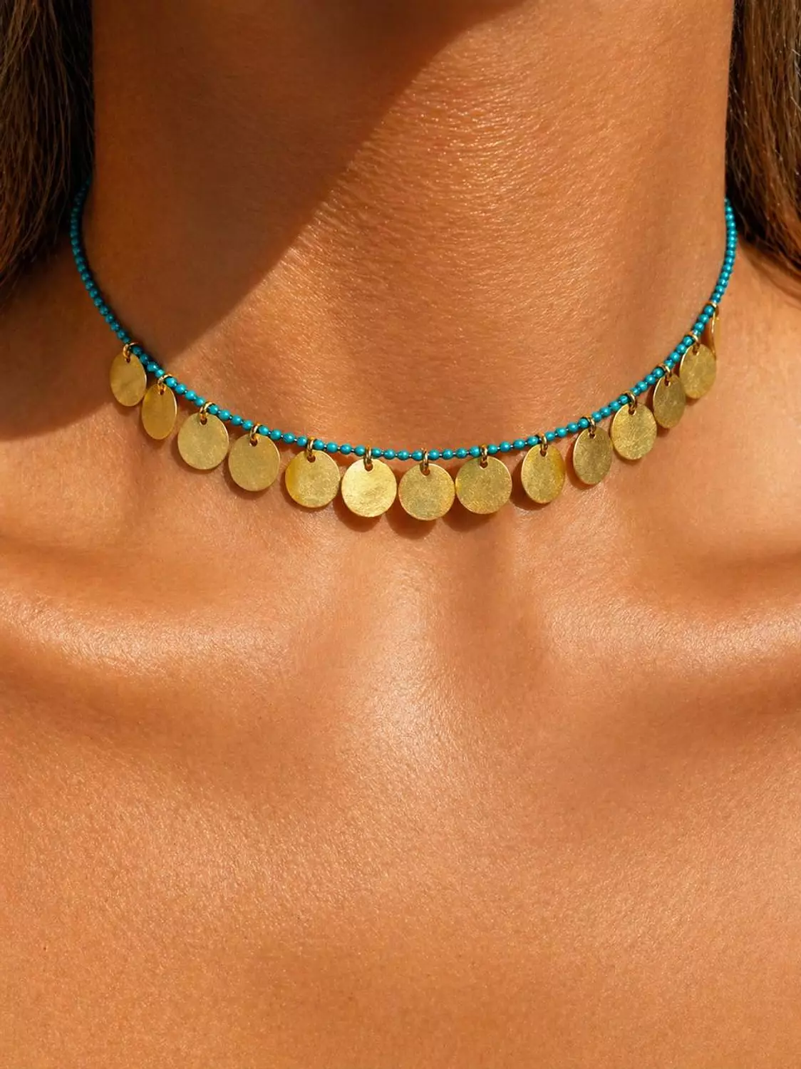 Delicate short coins necklace first layer only  image