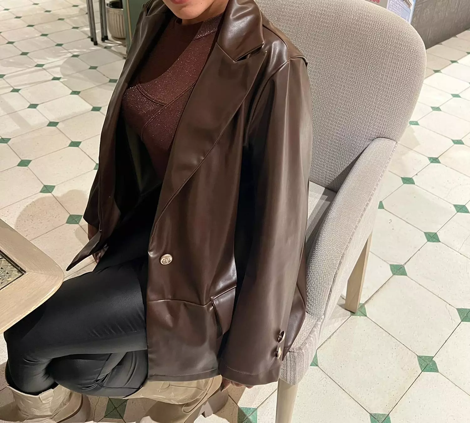 Brown Leather Blazer hover image