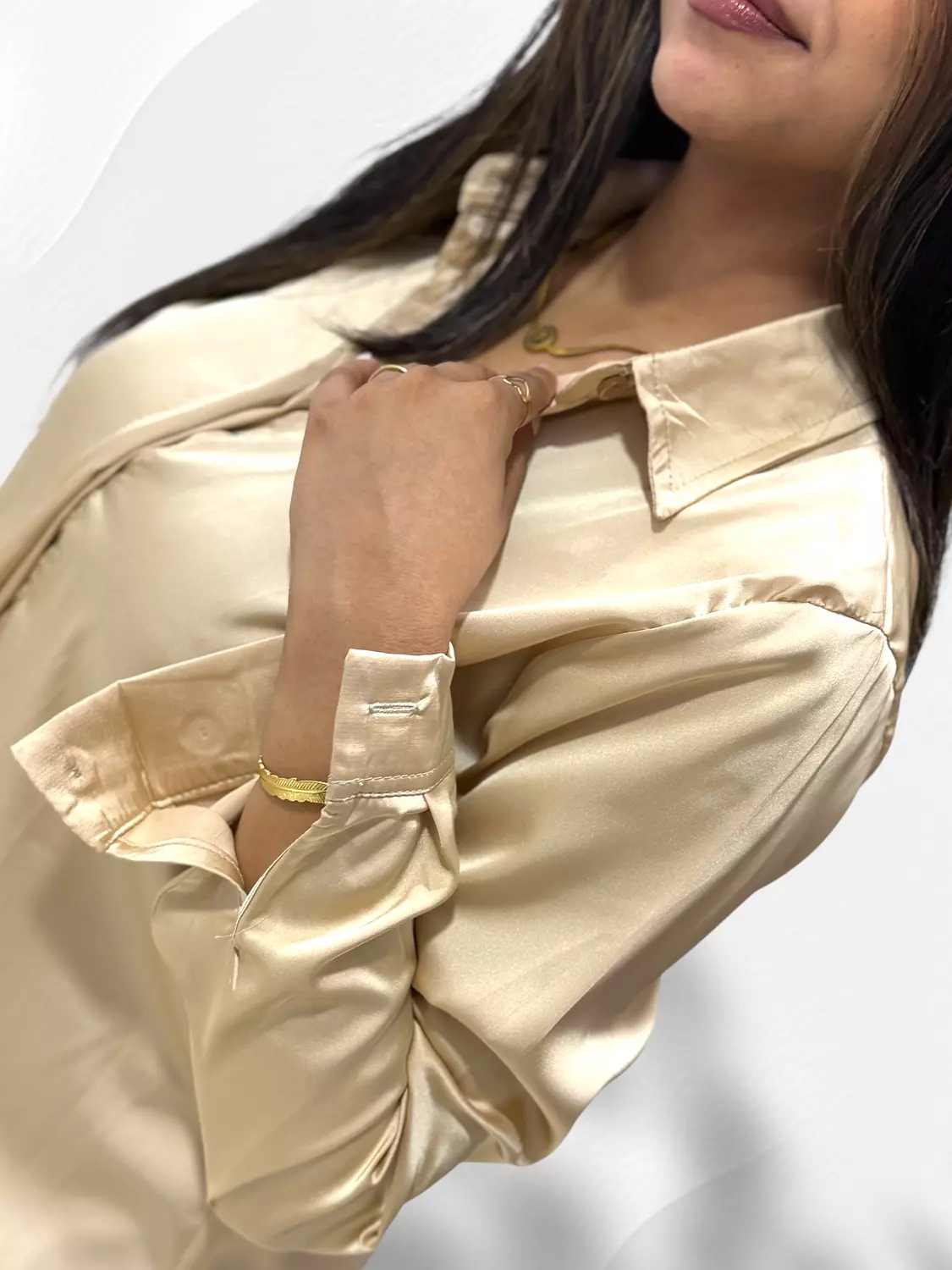 Fashion Satin Shirt- Gold 2