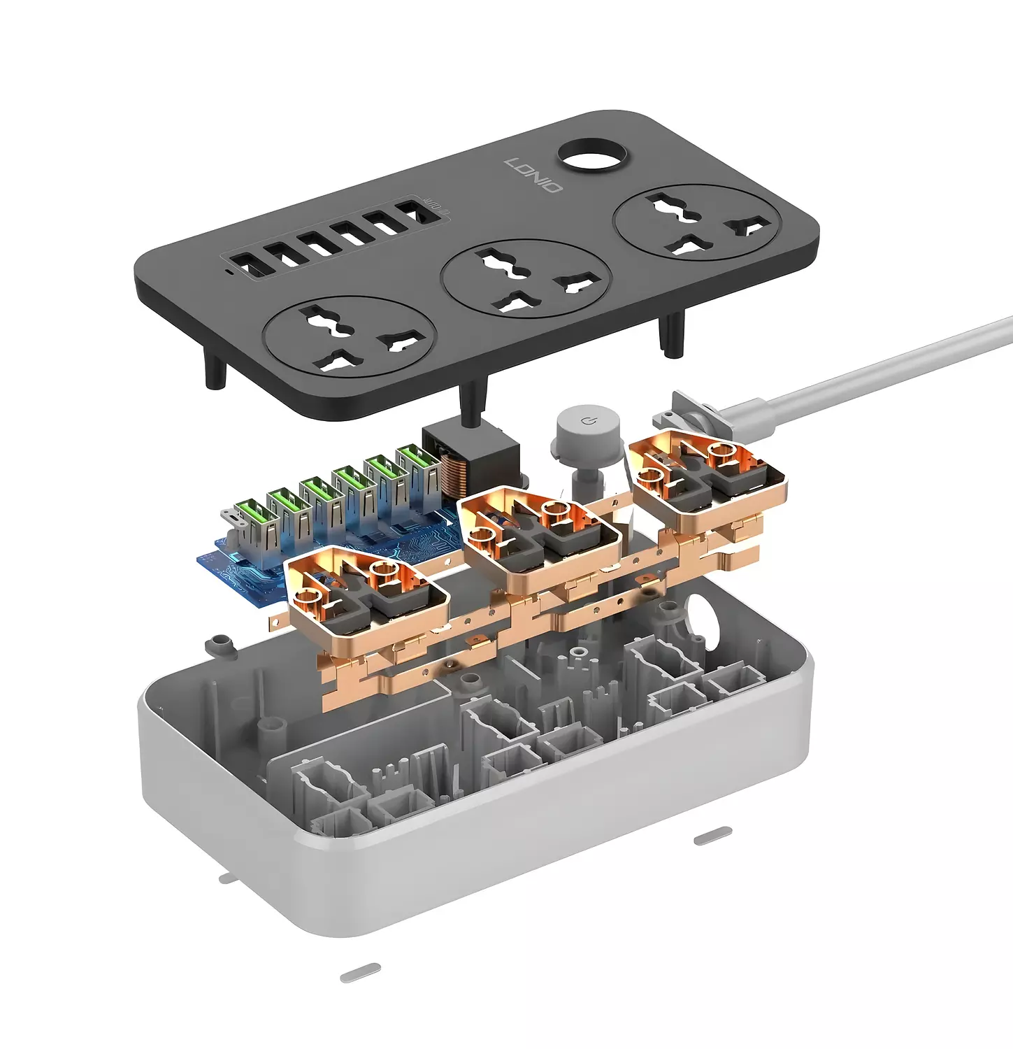 LDNIO SC3604 Power Strip 2500W with 6 Smart USB Ports 2