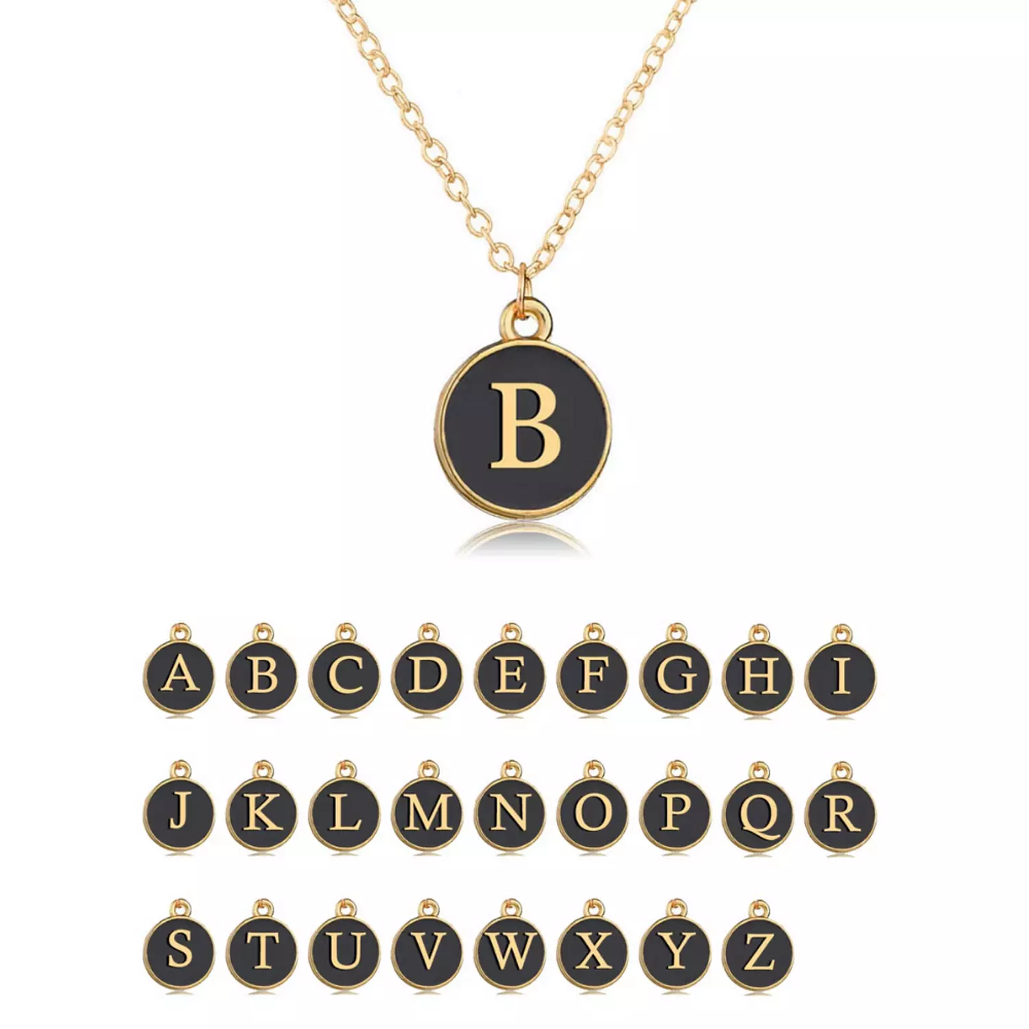 Small Round Black Charm Necklace 2