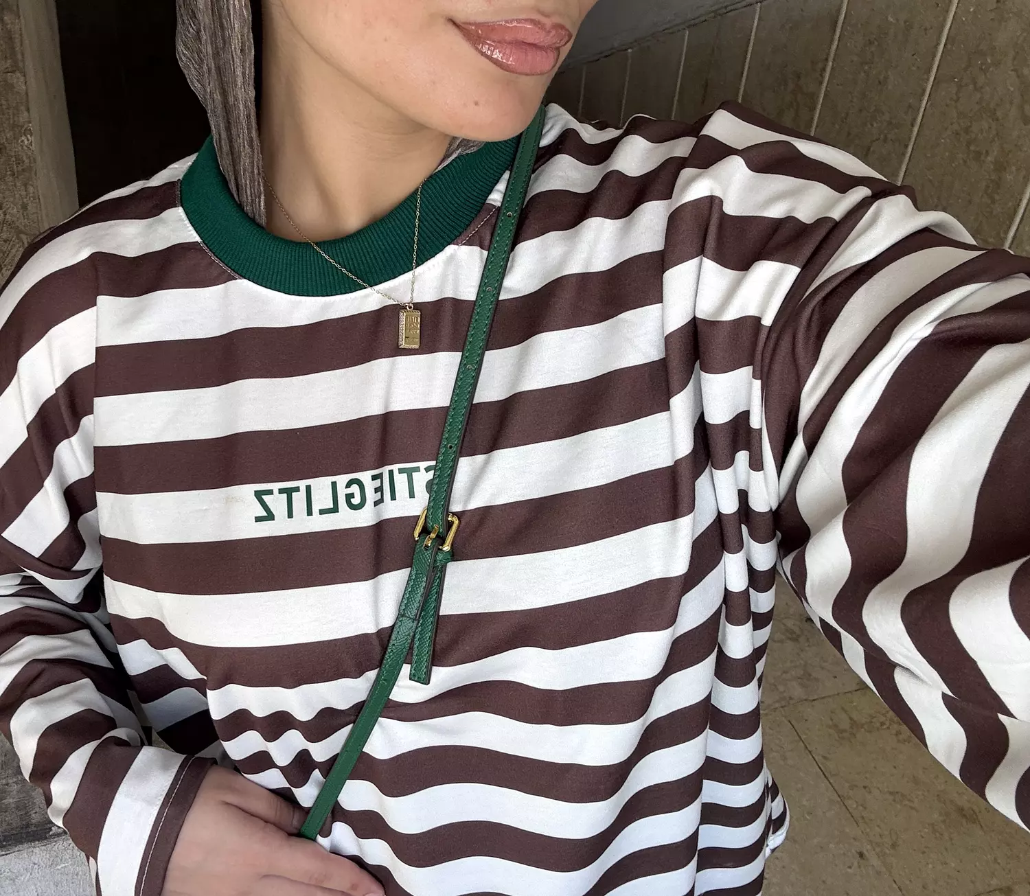strip brown t-shirt hover image