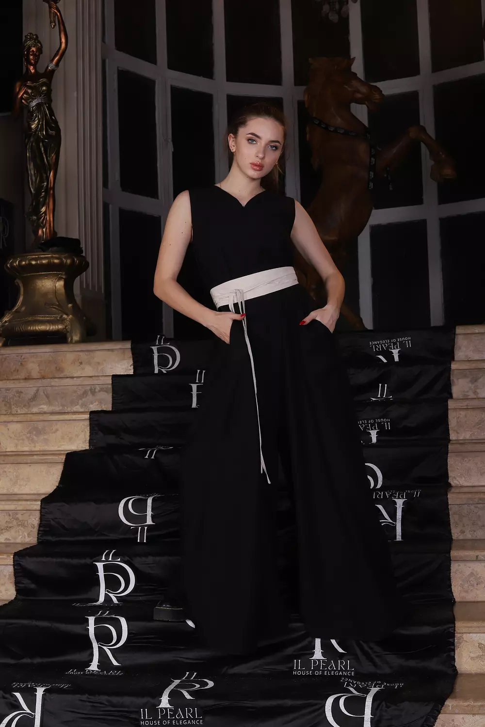 Wide Leg Linen Jumpsuit -  Black 3