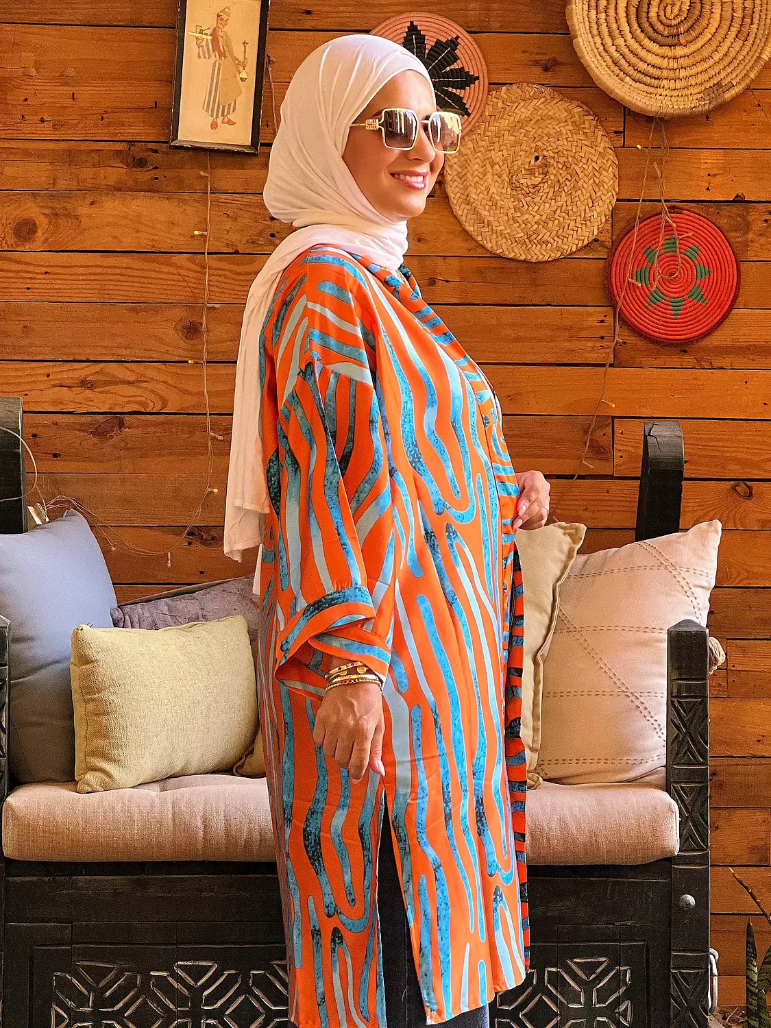 Zibra kimono - Orang and Baby Blue hover image
