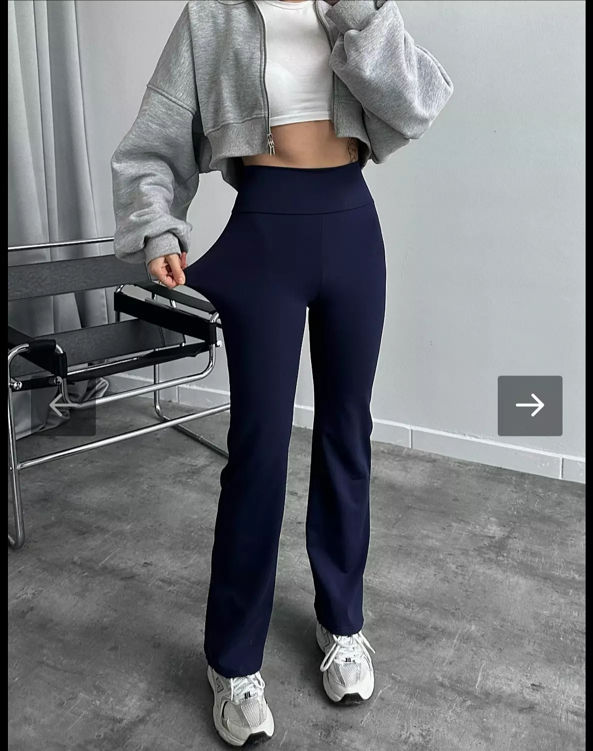 Navy Blue Oysho Flare Pants image