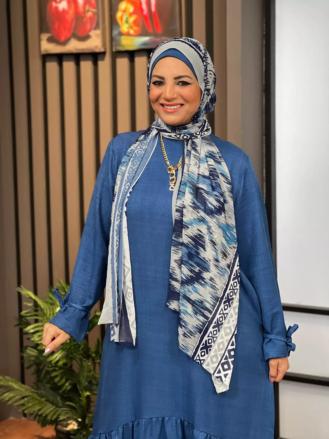 Ribboned Linen Dress - Indigo 3