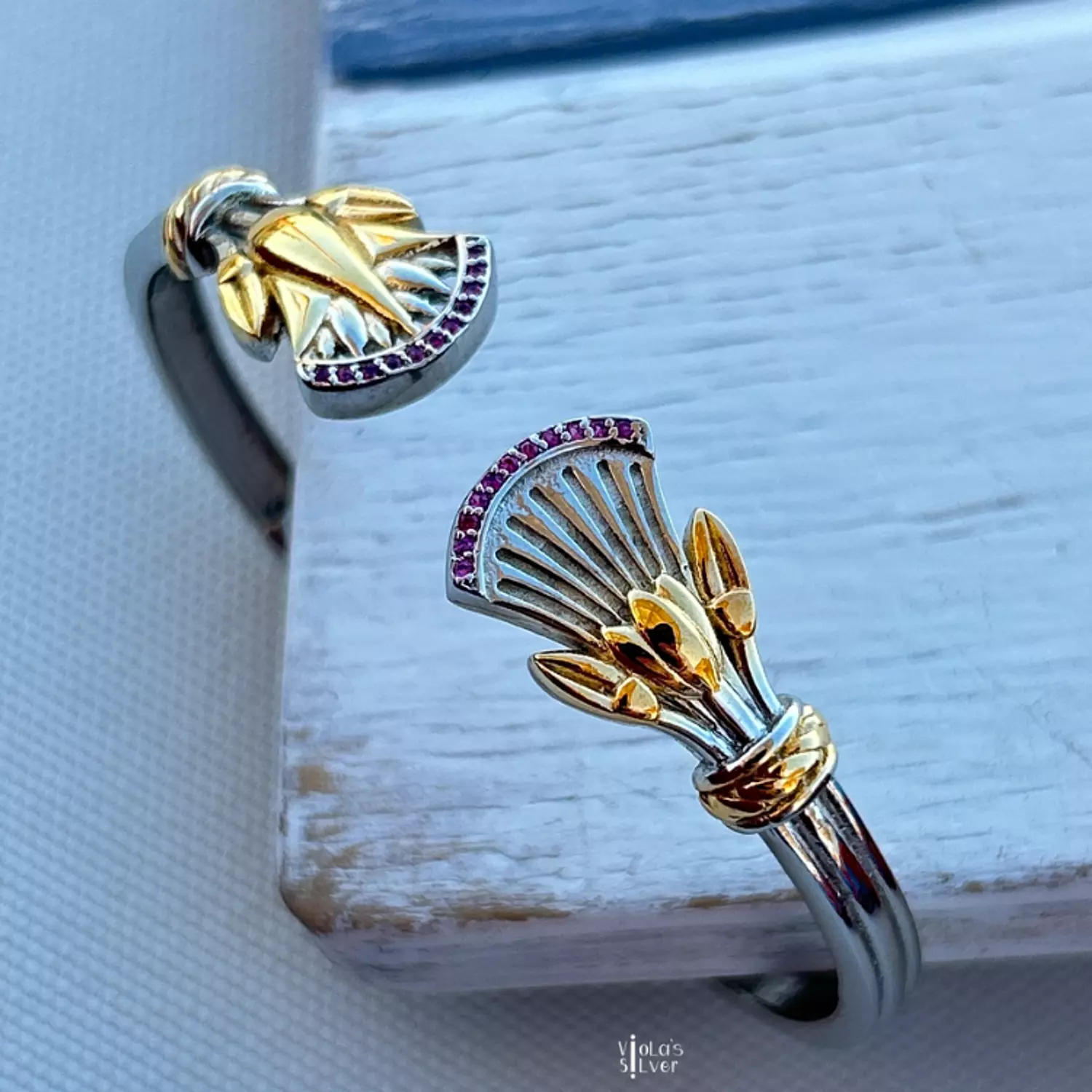 Lotus silver bangle image