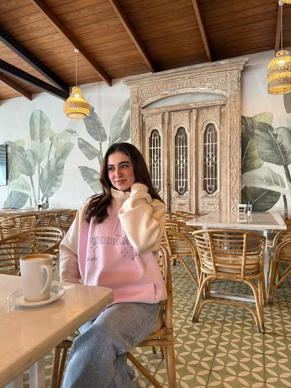 Half Zip Up Oversized Hoodie Sleeve Tee  hover image