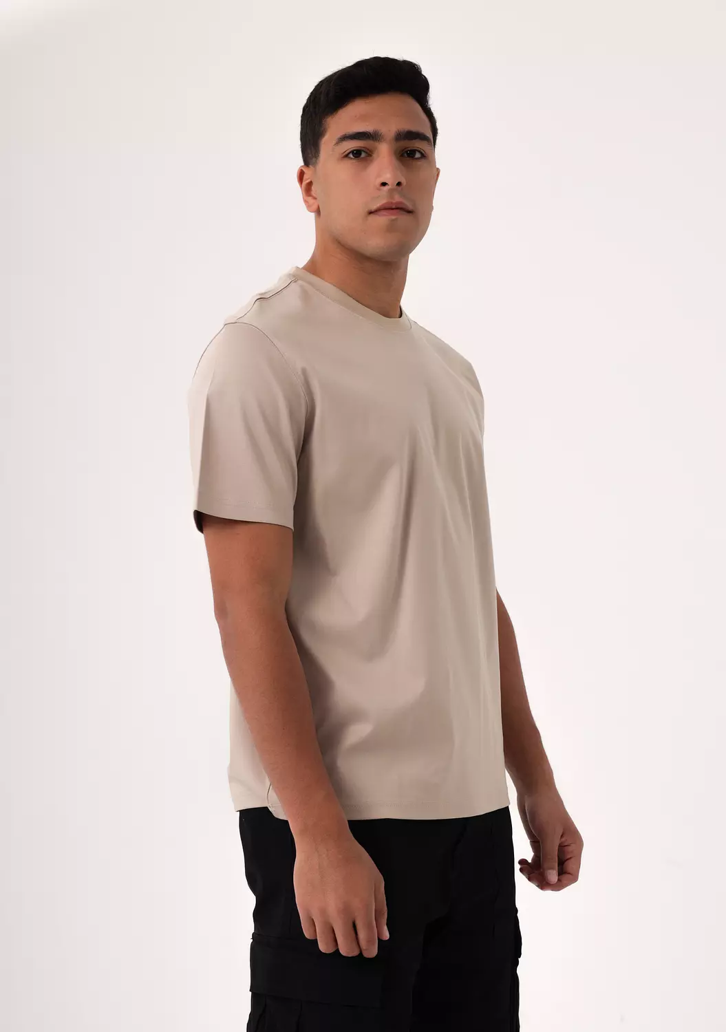 100% Egyptian cotton Beige Crew Neck T-Shirt  image