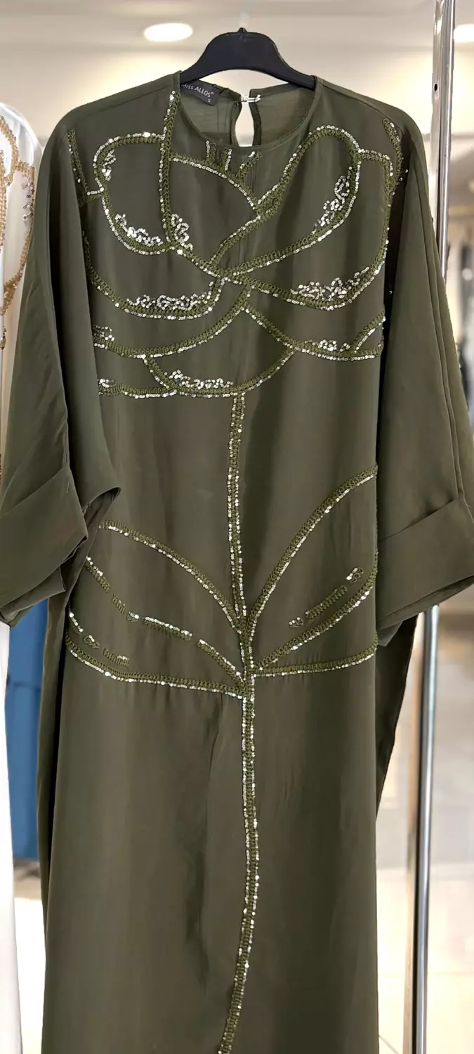 Olive floral embroidered dress 6