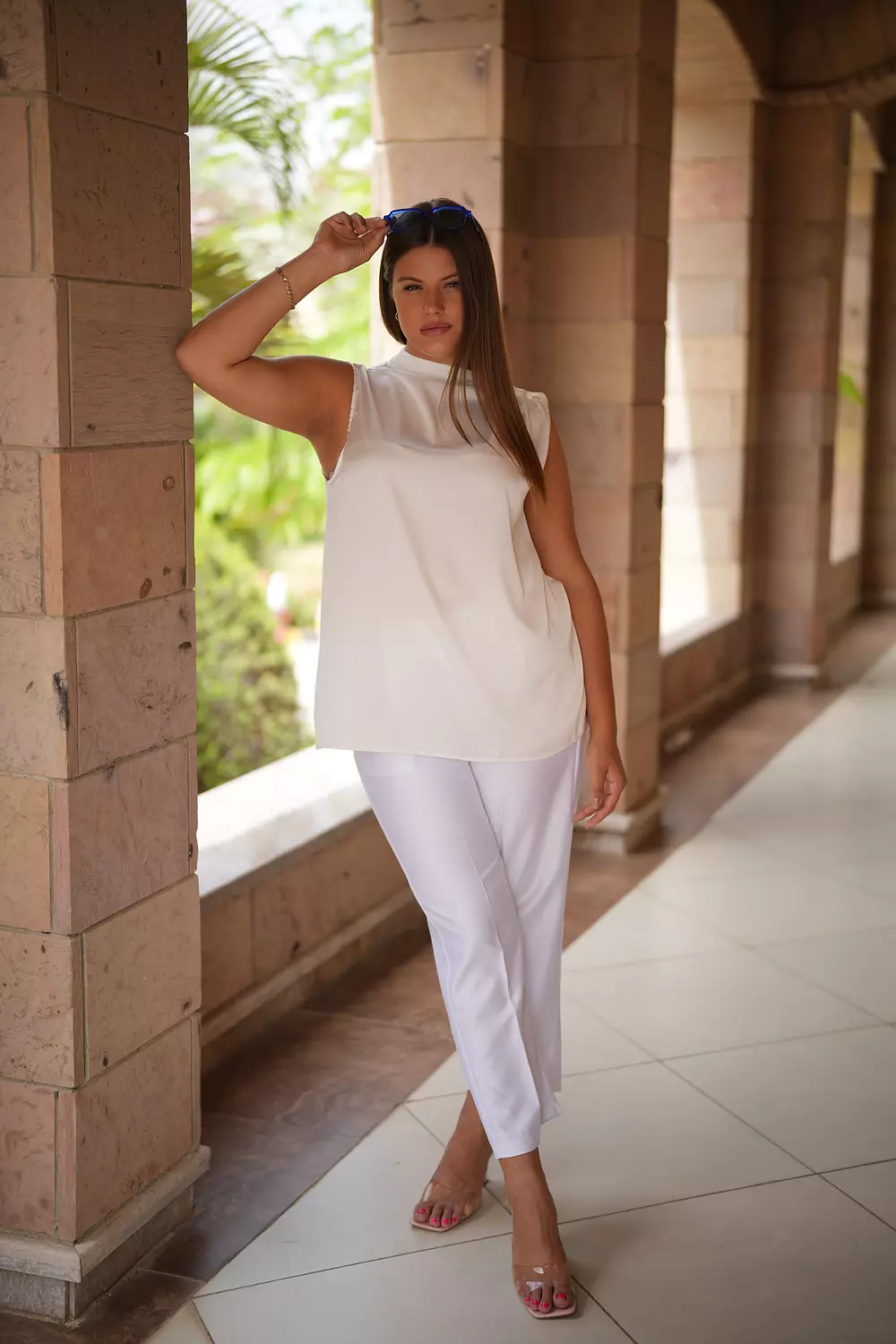 Sleeveless satin blouse 8
